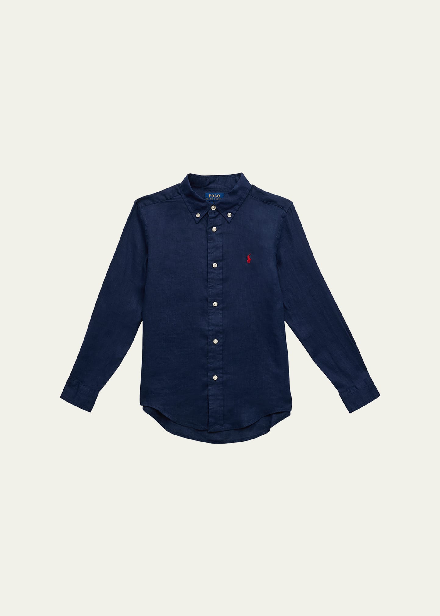 Shop Ralph Lauren Boy's Linen Long-sleeve Button-front Shirt. Size 2-7 In Newport Navy