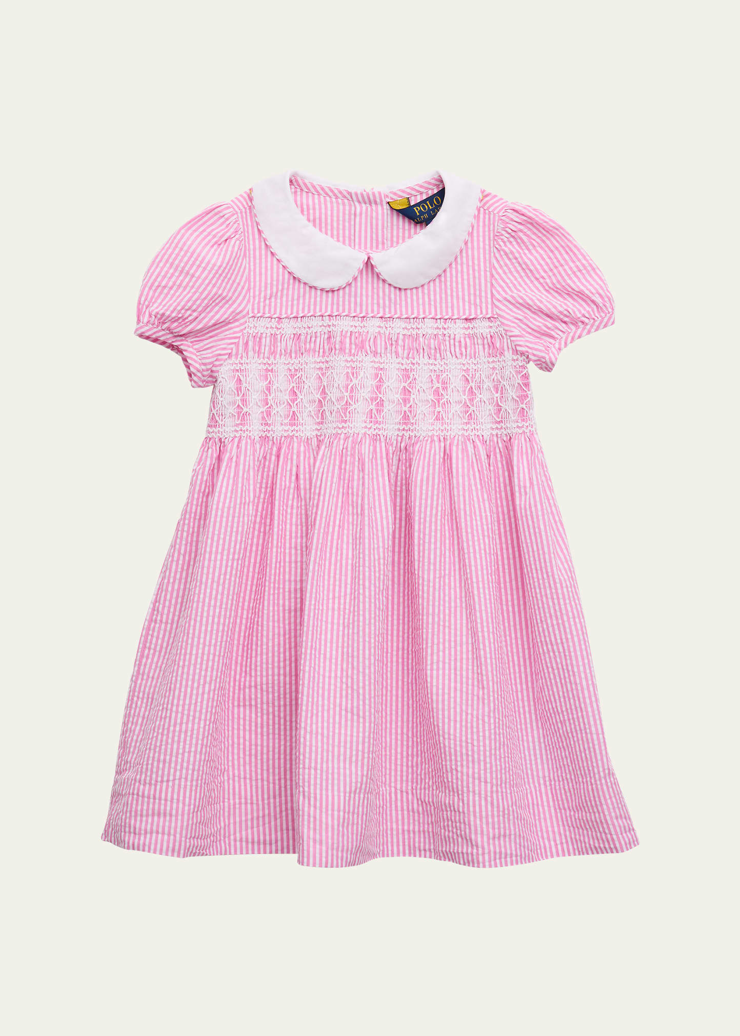Girl's Seersucker Smocked Stripe Dress, Size 2-6X