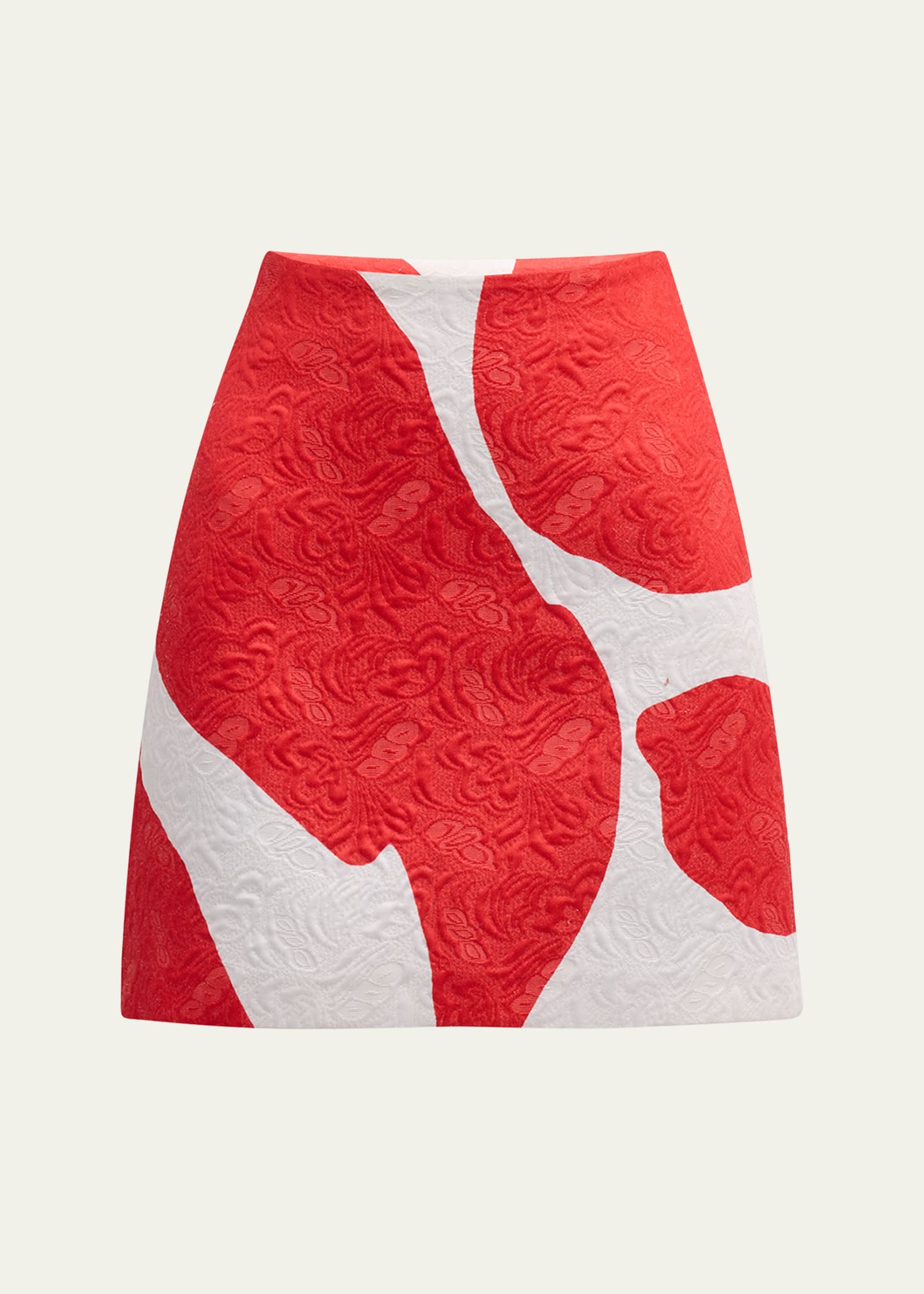 Milly Grand Foliage Jacquard A-line Mini Skirt In Red White