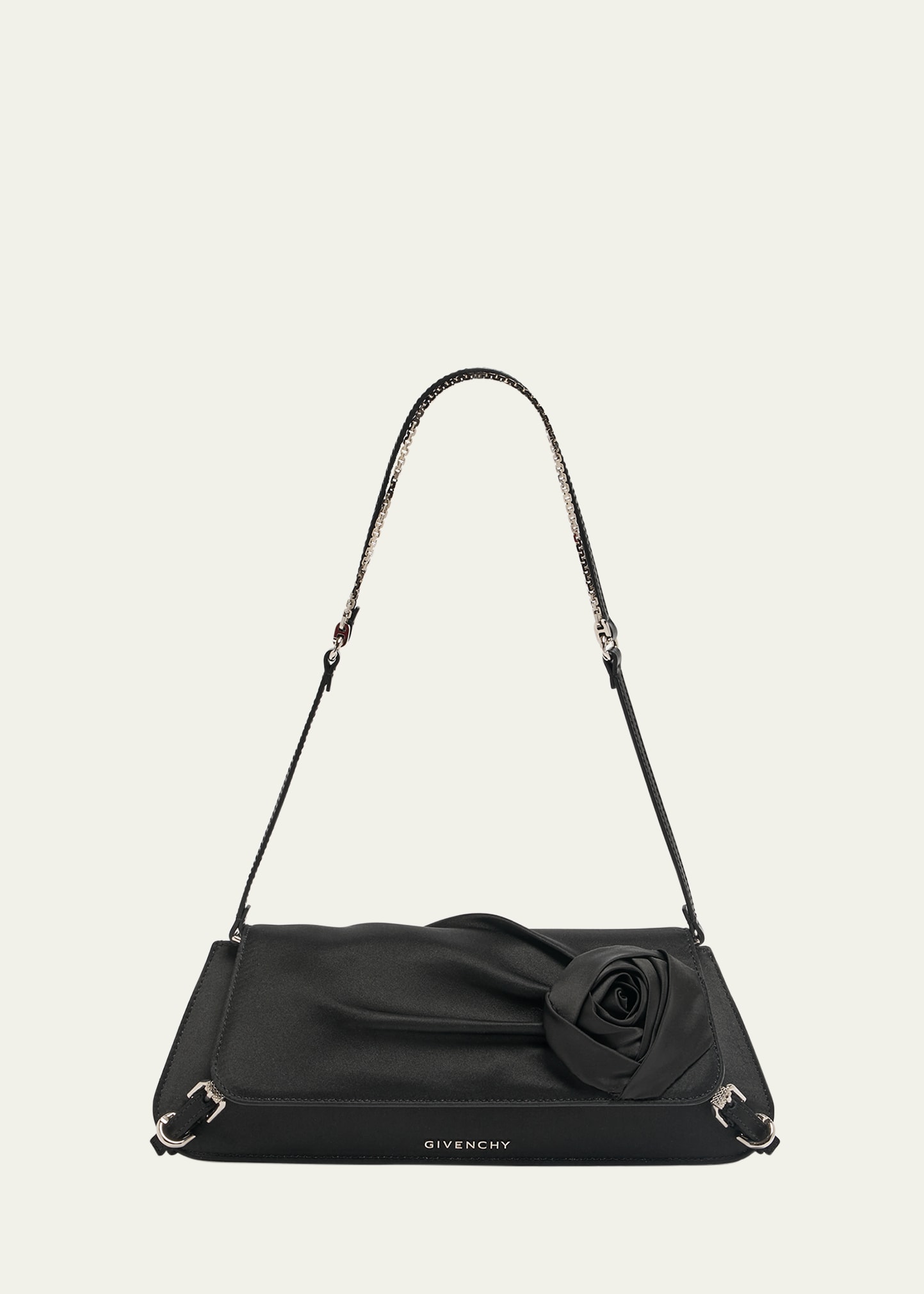 Shop Givenchy Voyou East-west Clutch Bag In Satin In Black