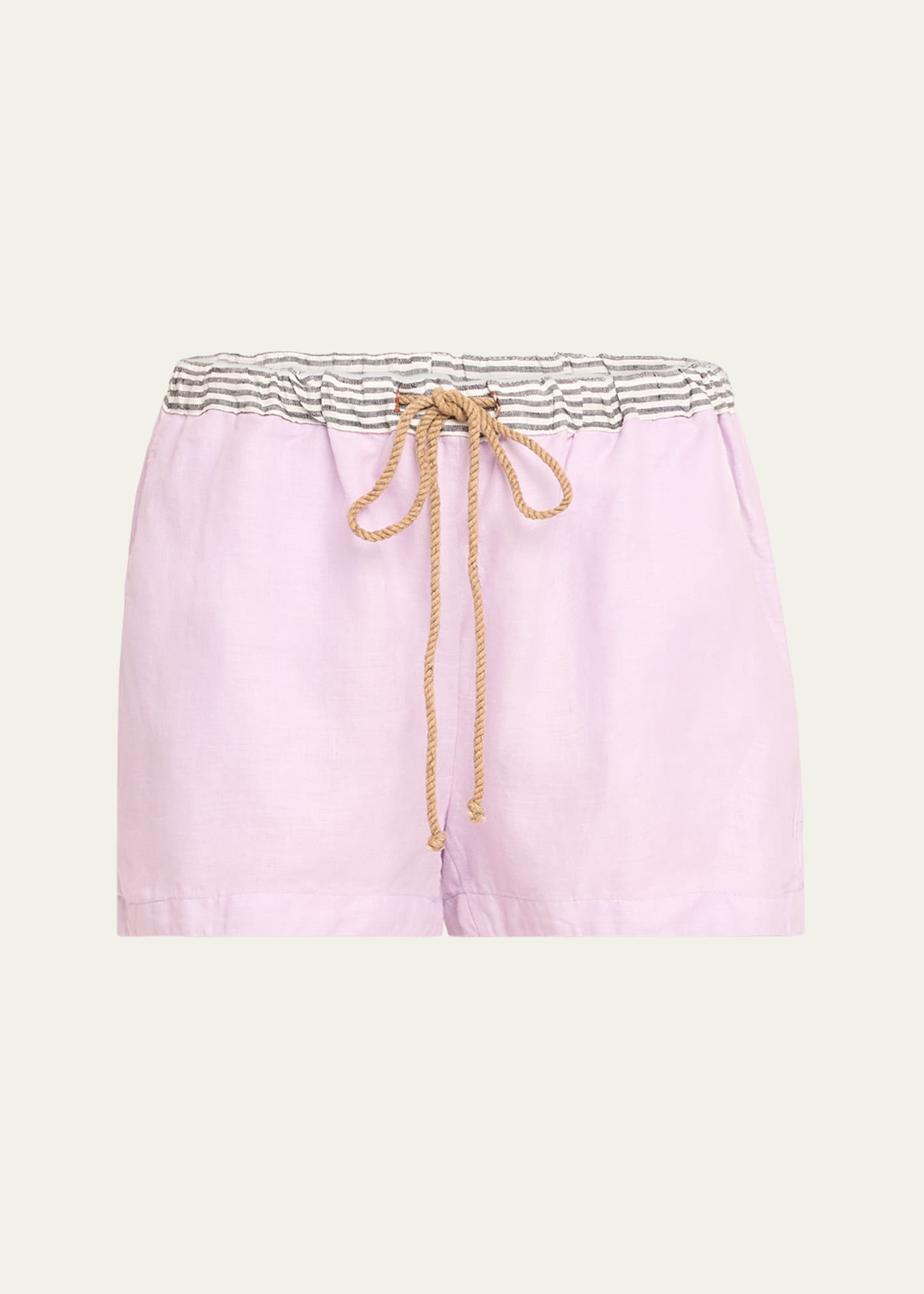 Shop The Salting Drawstring Linen Shorts In Thistle