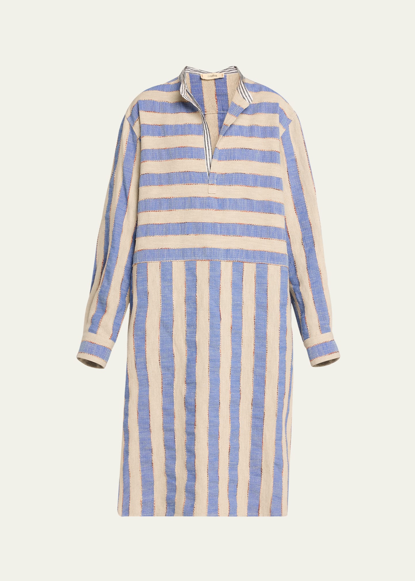 The Salting Striped Linen Caftan Coverup In Blue