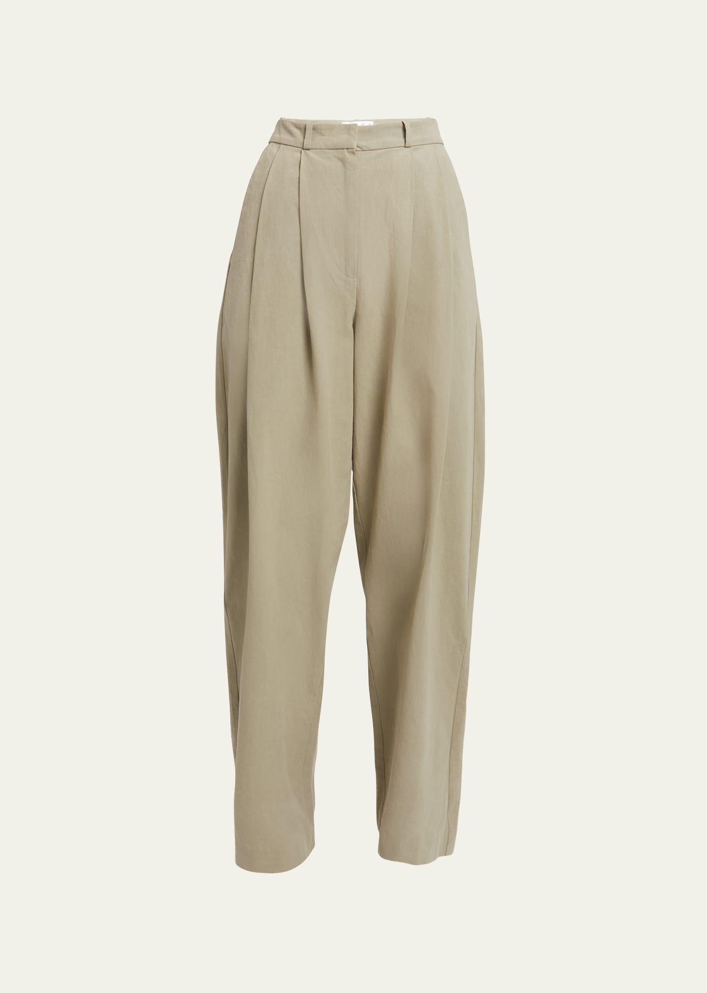 Proenza Schouler White Label Amber Pleated Cotton-hemp Pants In Bayleaf
