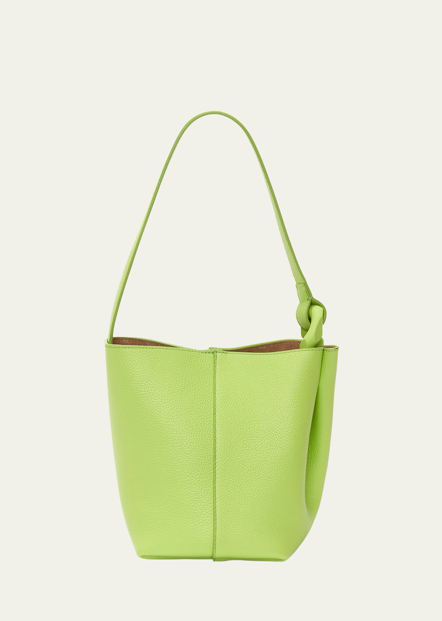 Shop Jw Anderson Corner Small Leather Bucket Bag In 526 Lime