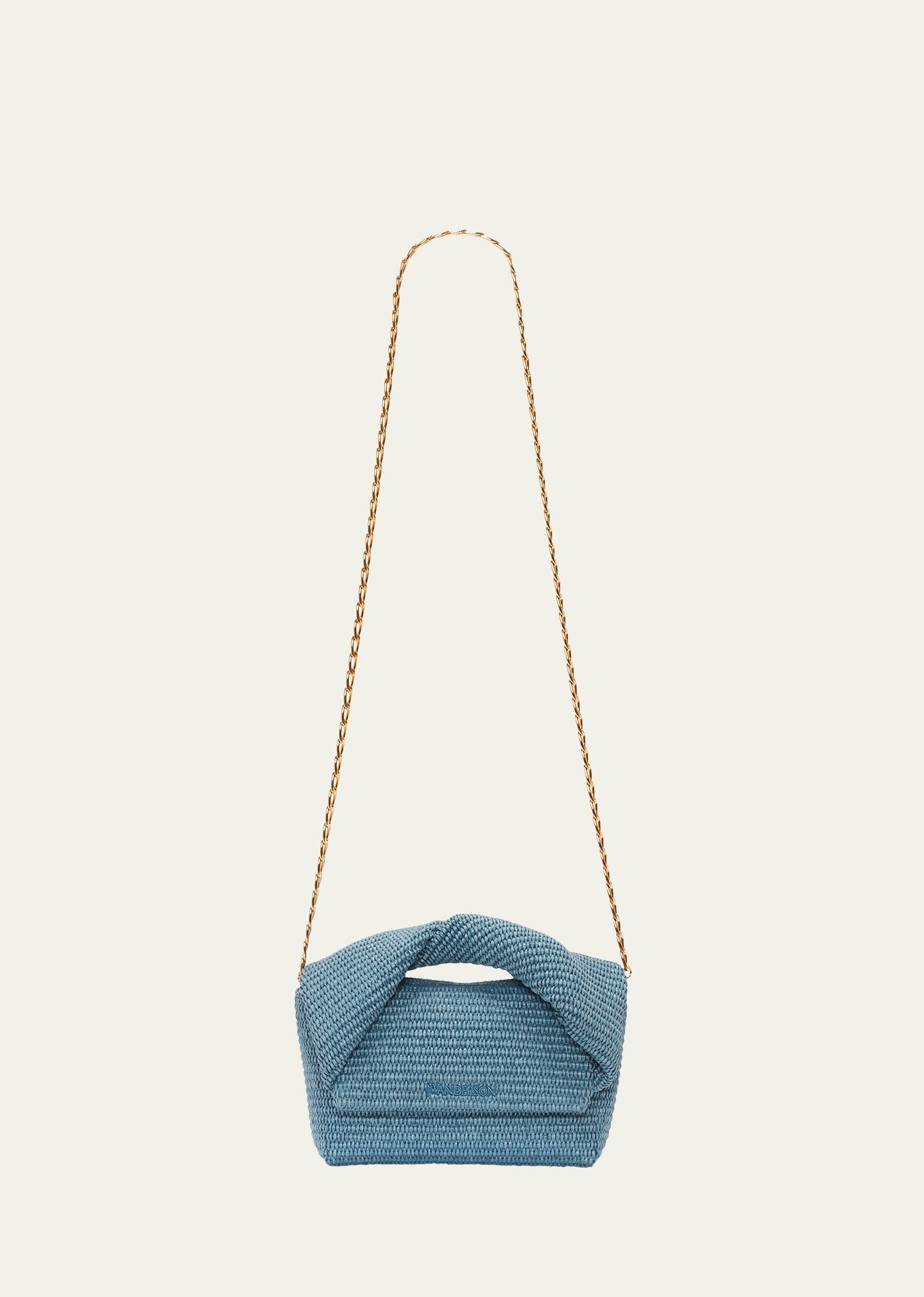 Jw Anderson Medium Twister Raffia Tote Bag In Powder Blue
