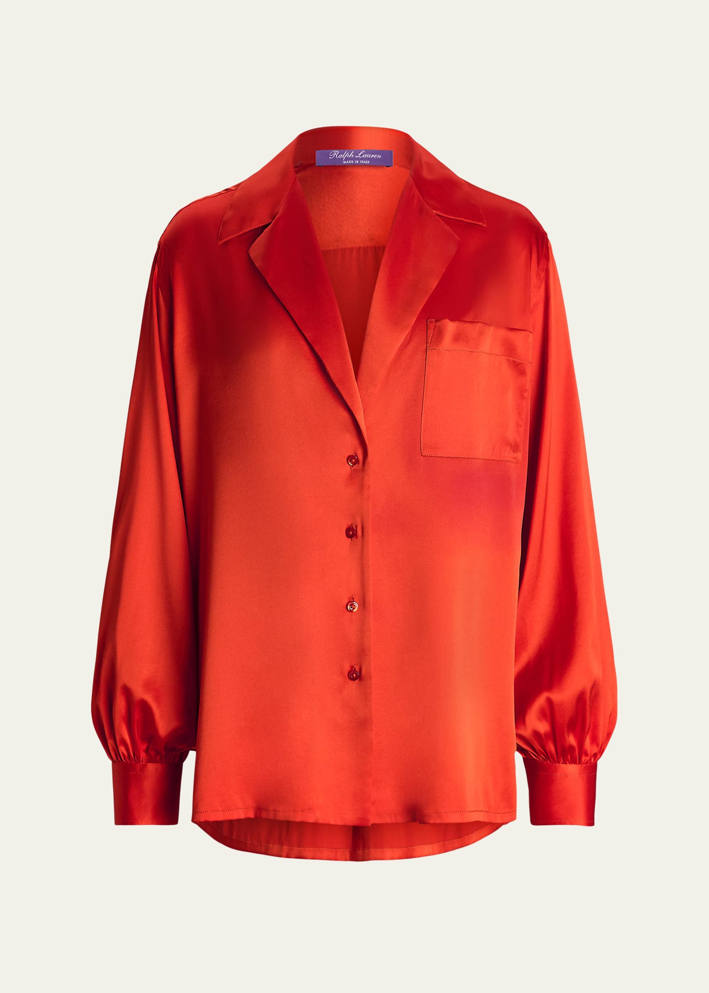 Ralph Lauren Roslin Charmeuse Button-front Shirt In Flame