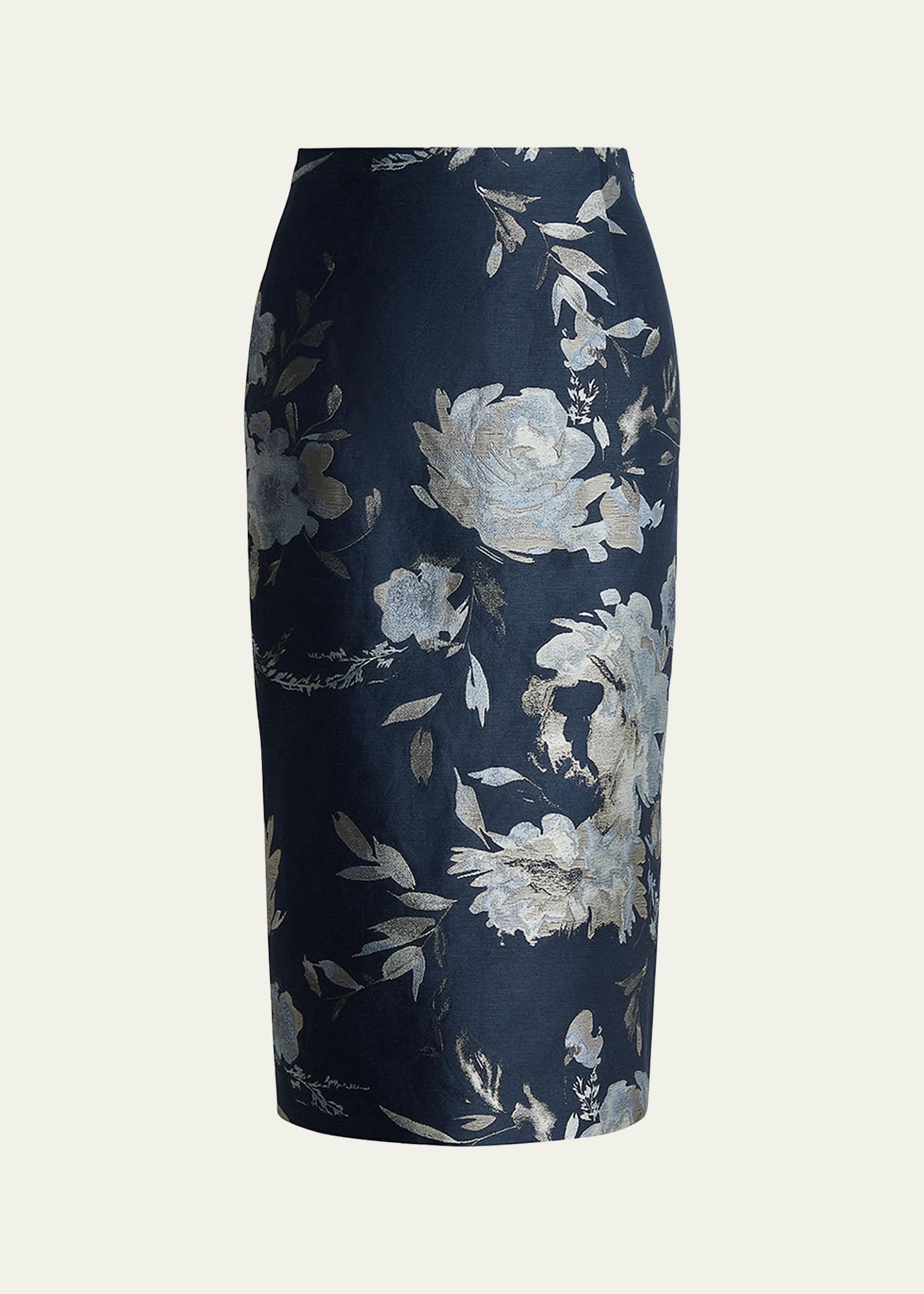 Shop Ralph Lauren Whitley Floral Jacquard Pencil Skirt In Blue Mu