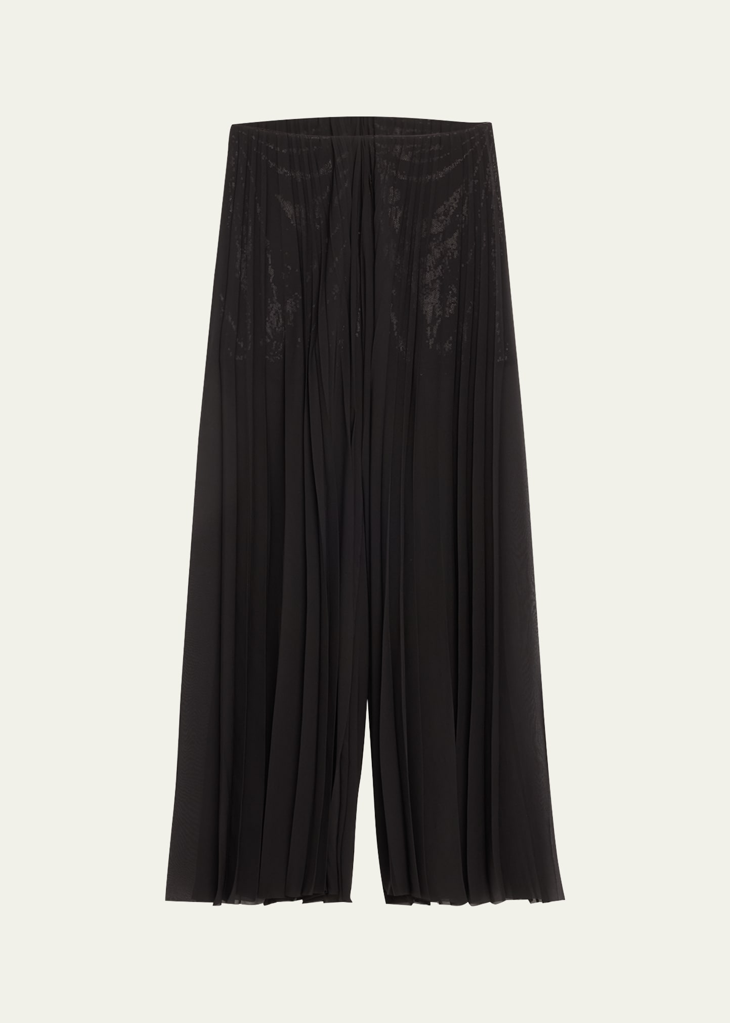 Ralph Lauren Mallorie Pleated Chiffon Pants With Sequin Underlayer In Black