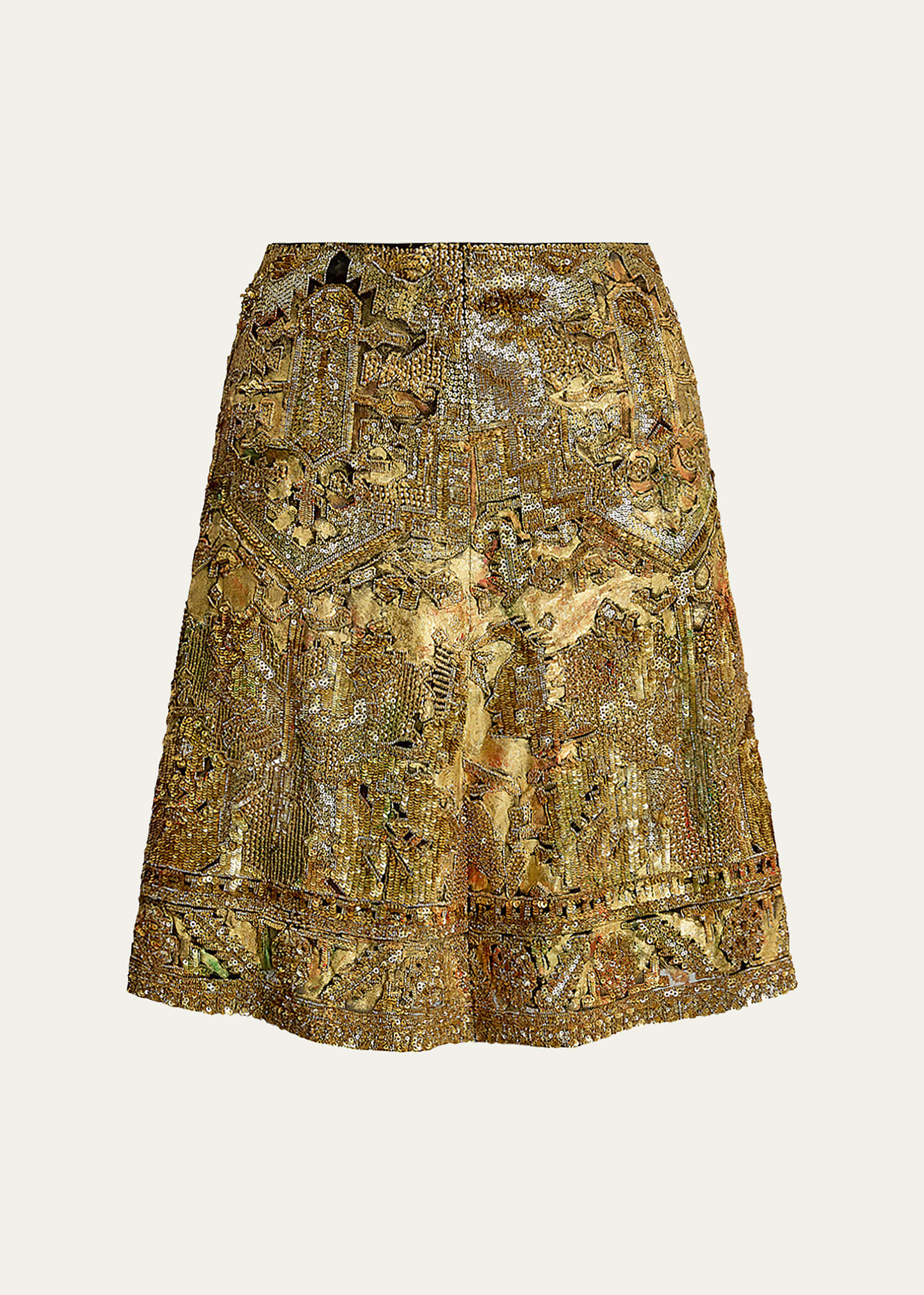 Ralph Lauren Kathleen Embroidered Silk Mini Skirt In Gold
