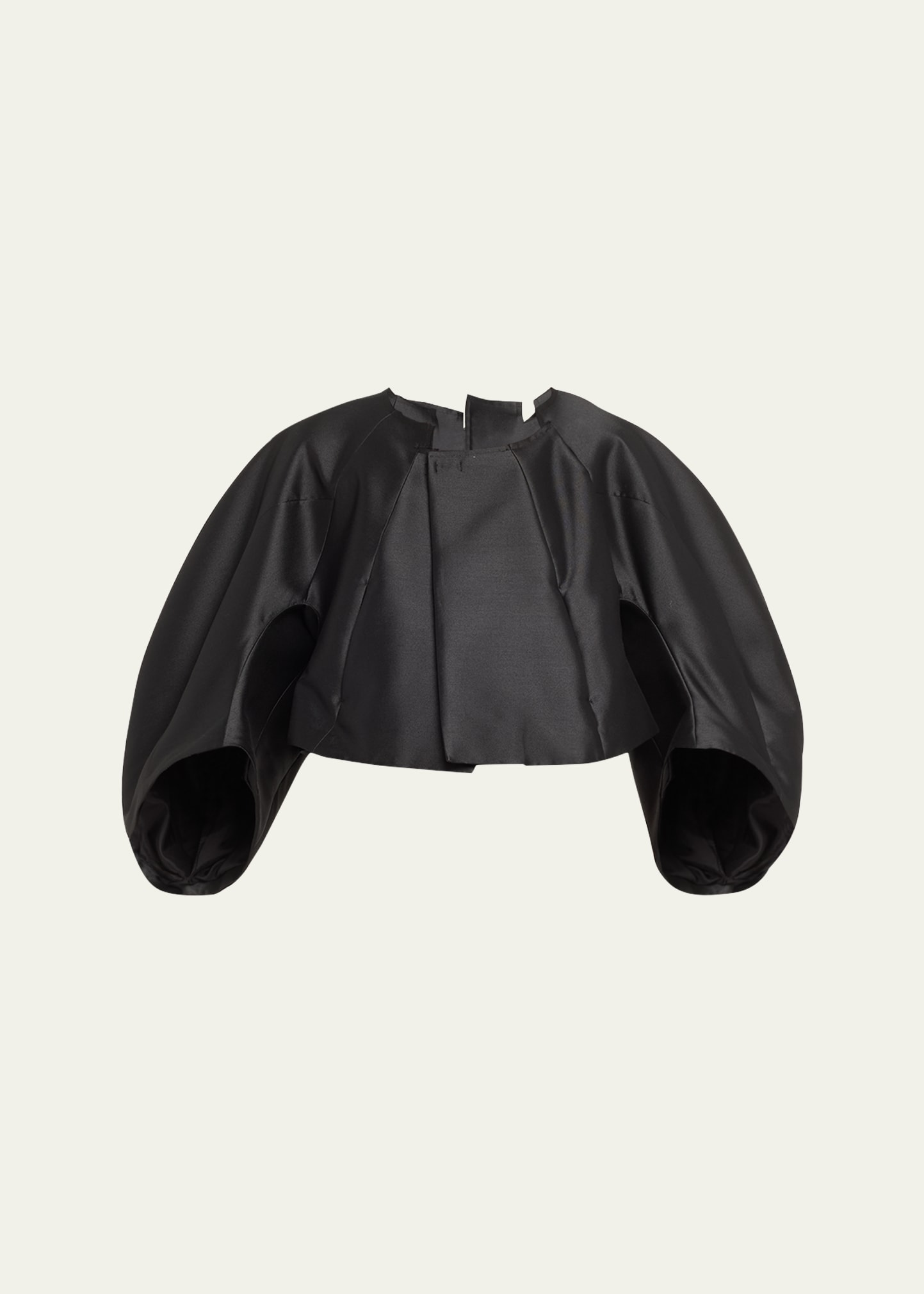 Comme Des Garçons Boxy Satin Crop Jacket In Black