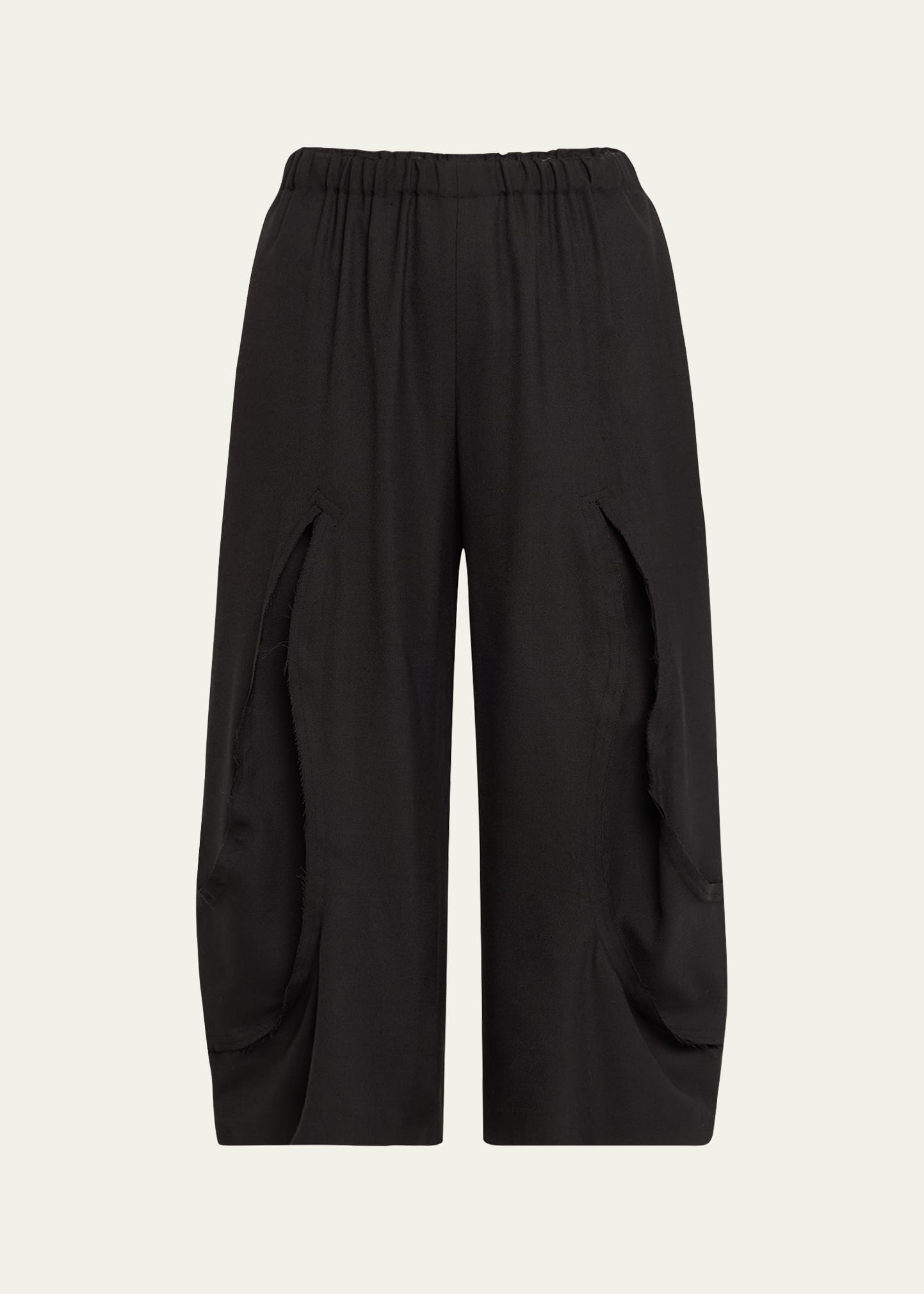 Shop Comme Des Garçons Cropped Raw-cut Wool Pants In Black