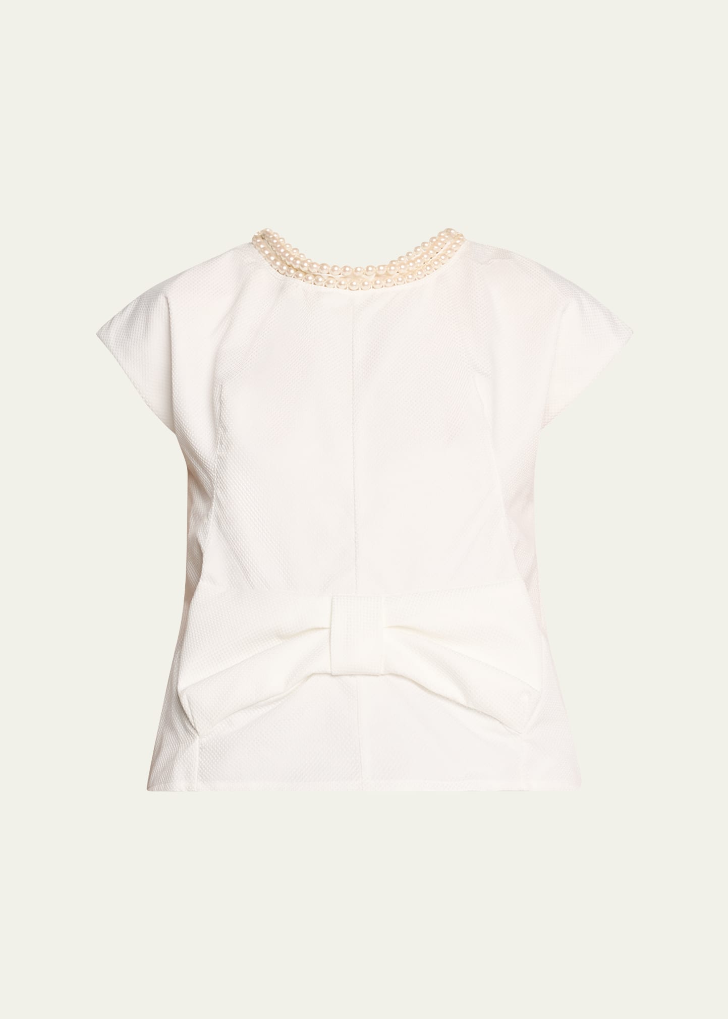 Shop Junya Watanabe Bow Pearly Trim Top In White