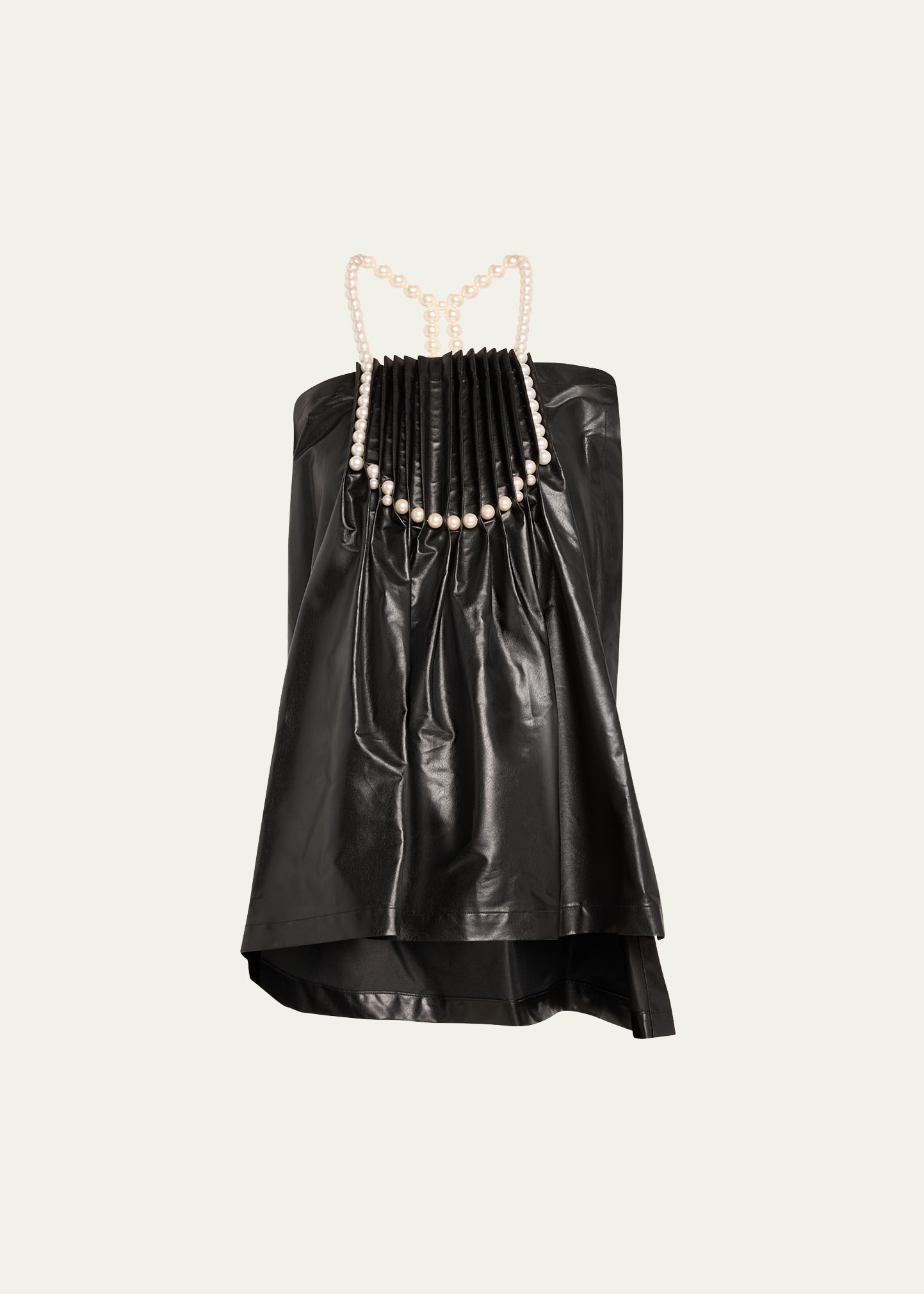 Shop Junya Watanabe Pleated Faux Leather Top In Black