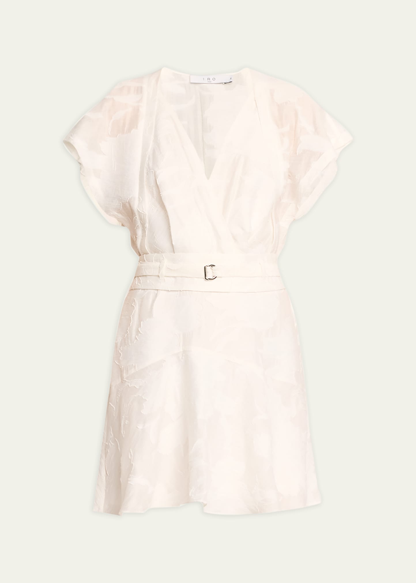 Iro Fabiana Short-sleeve Belted Mini Dress In Off White