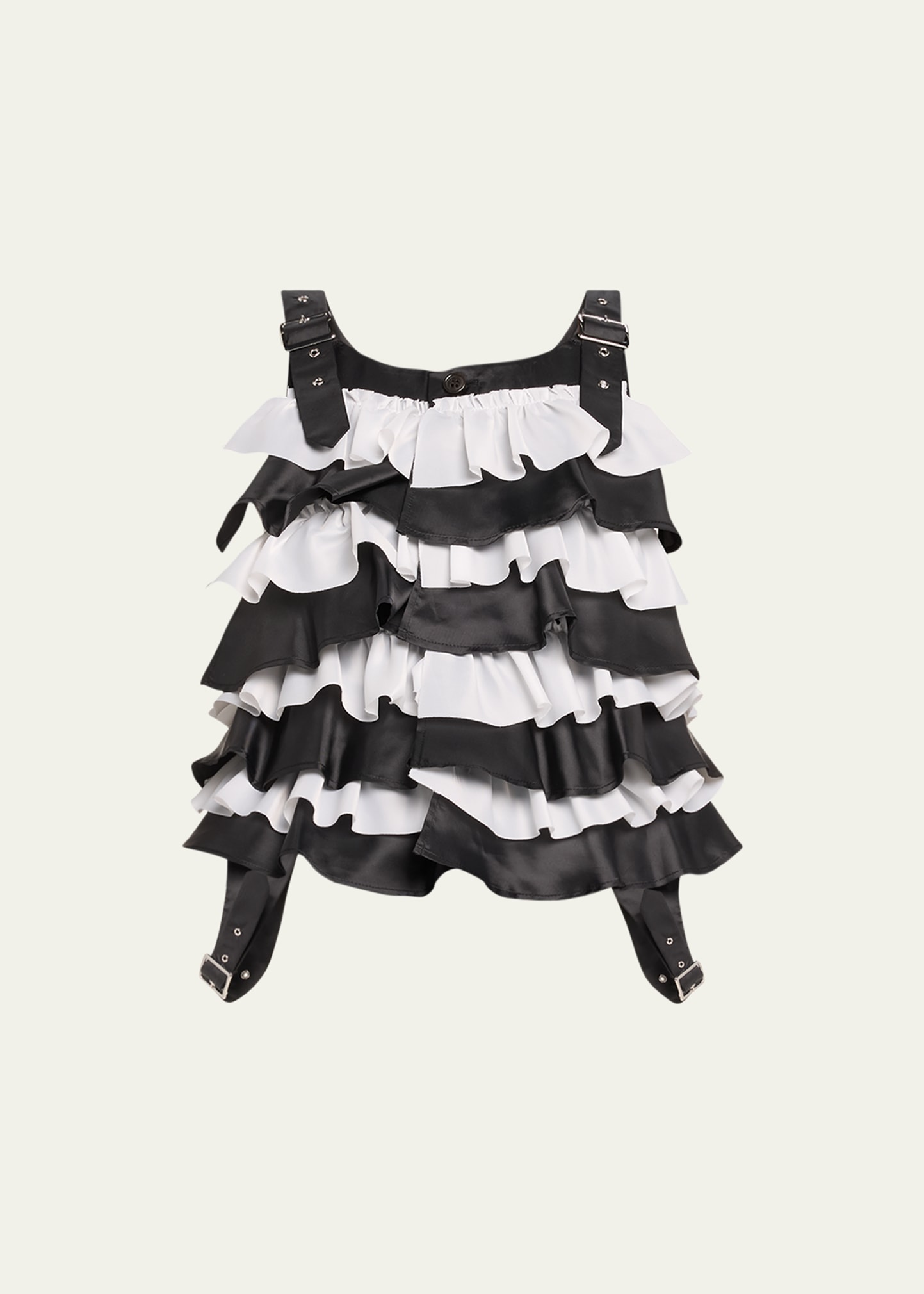 Shop Noir Kei Ninomiya Stripe Tiered Ruffle Top In Black X White
