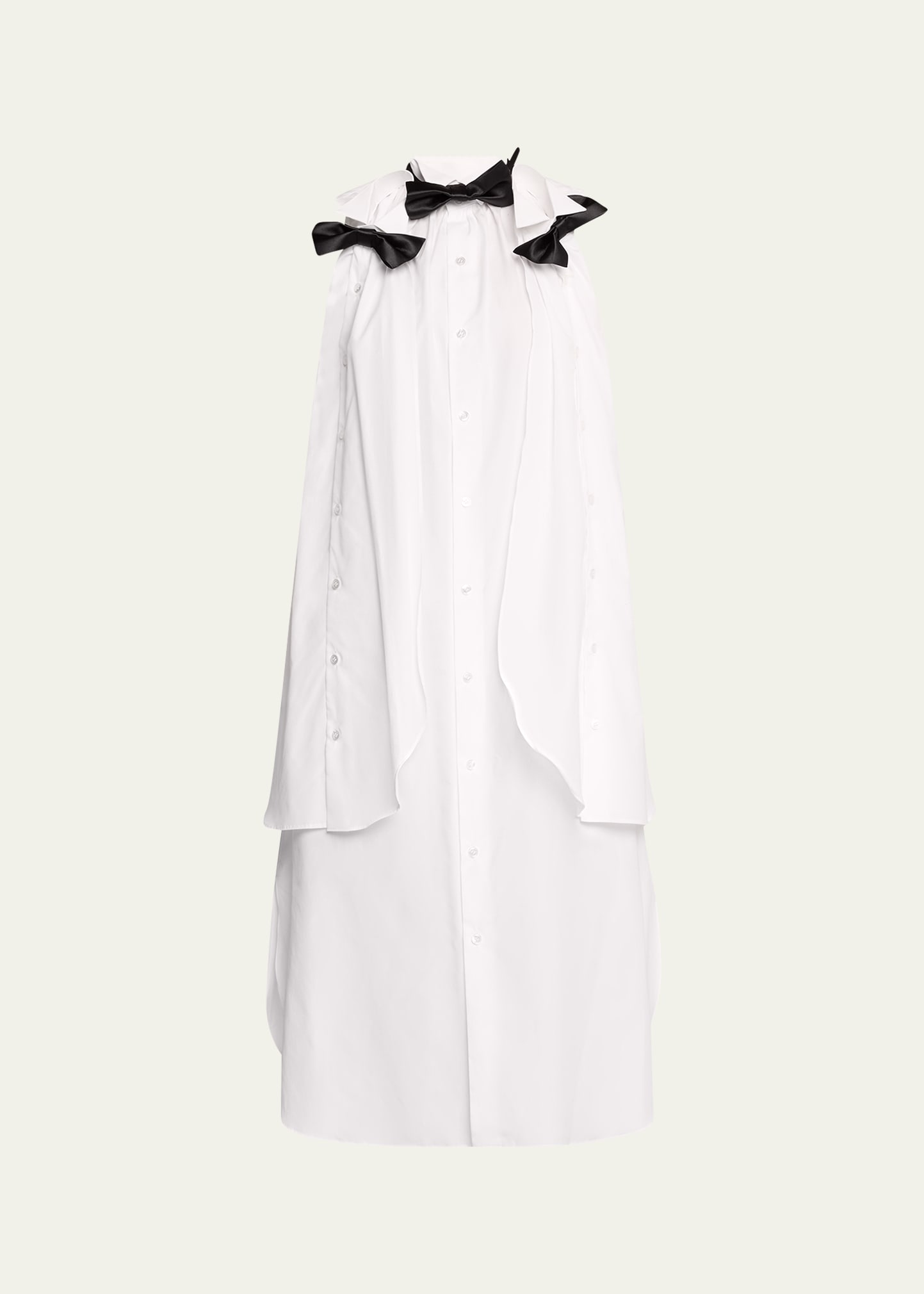 Shop Noir Kei Ninomiya Bow Button-front Midi Dress In White/black