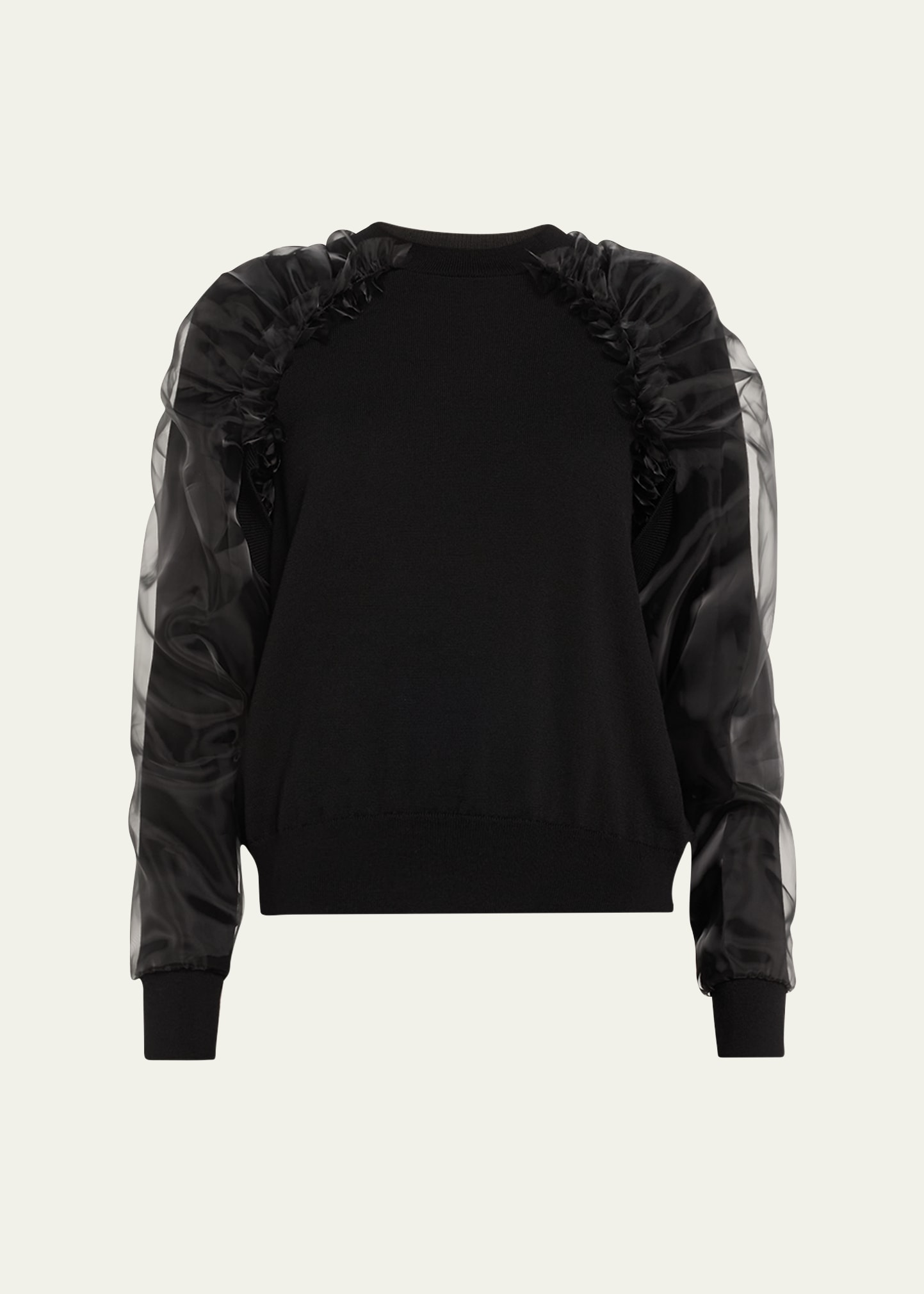 Noir Kei Ninomiya Ruffle-sleeve Wool Sweater In Black