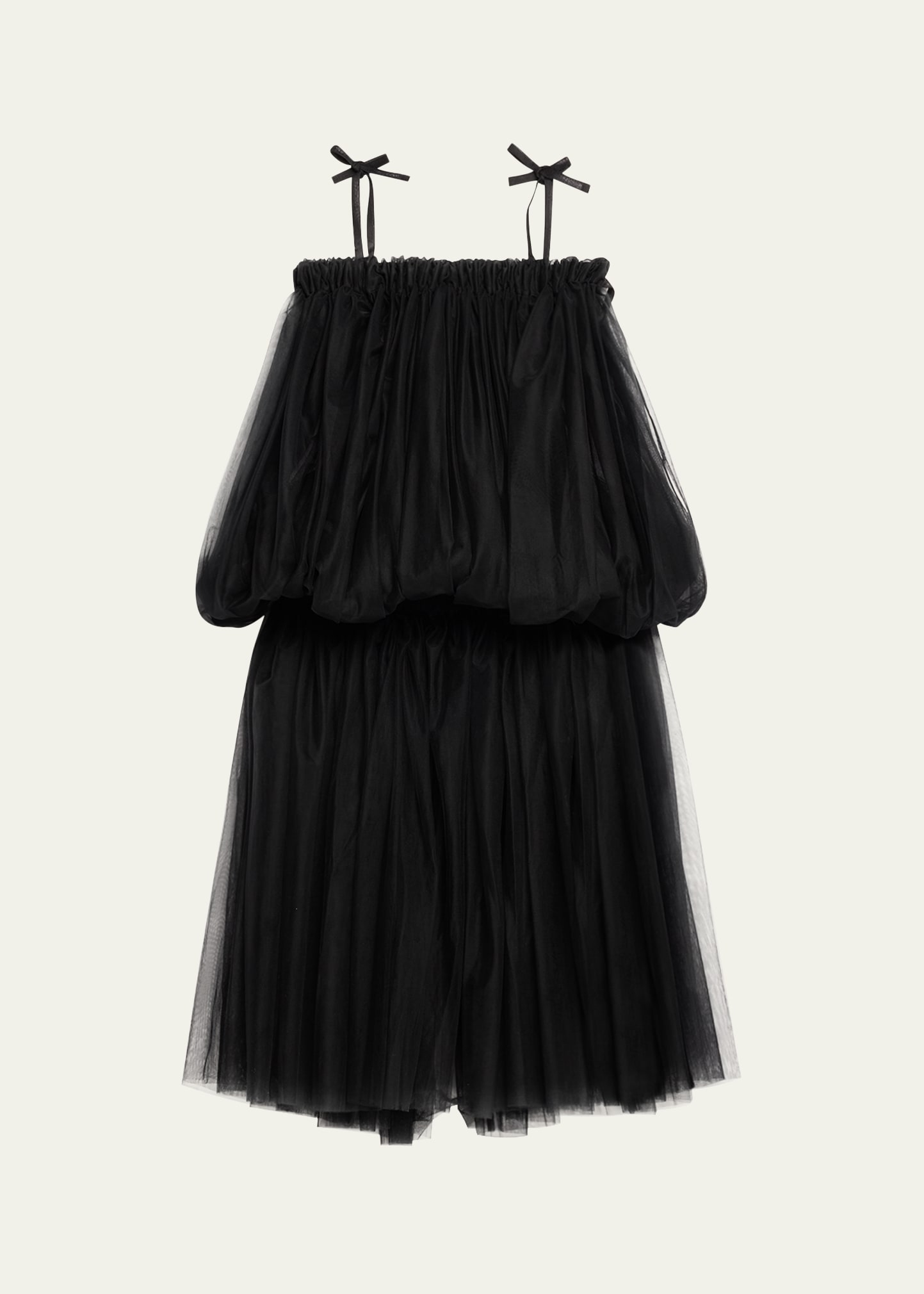 Noir Kei Ninomiya Tulle Tie-shoulder Mini Dress In Black