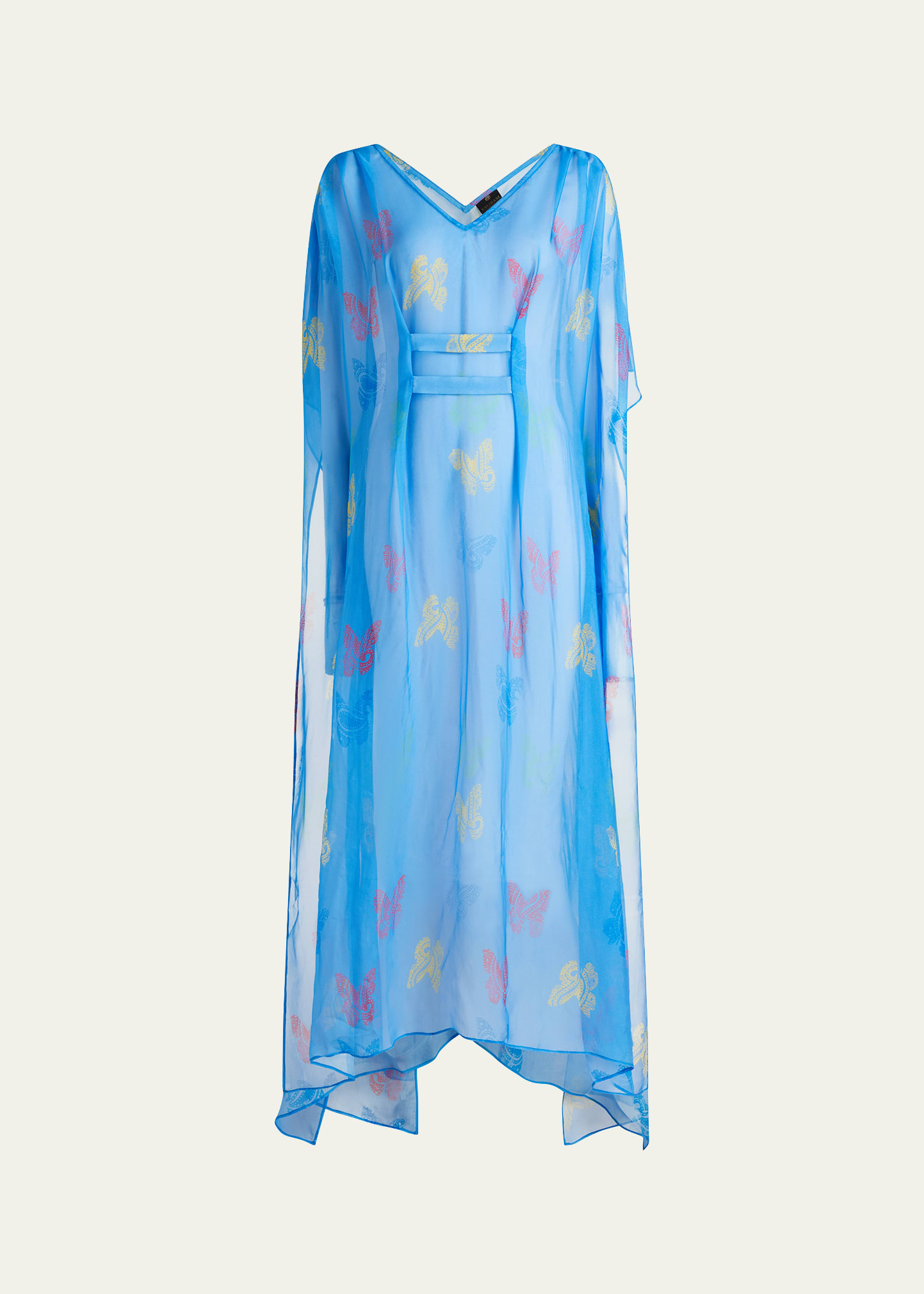 Shop Valimare Florence Sheer Butterfly Caftan Coverup In Blue Print