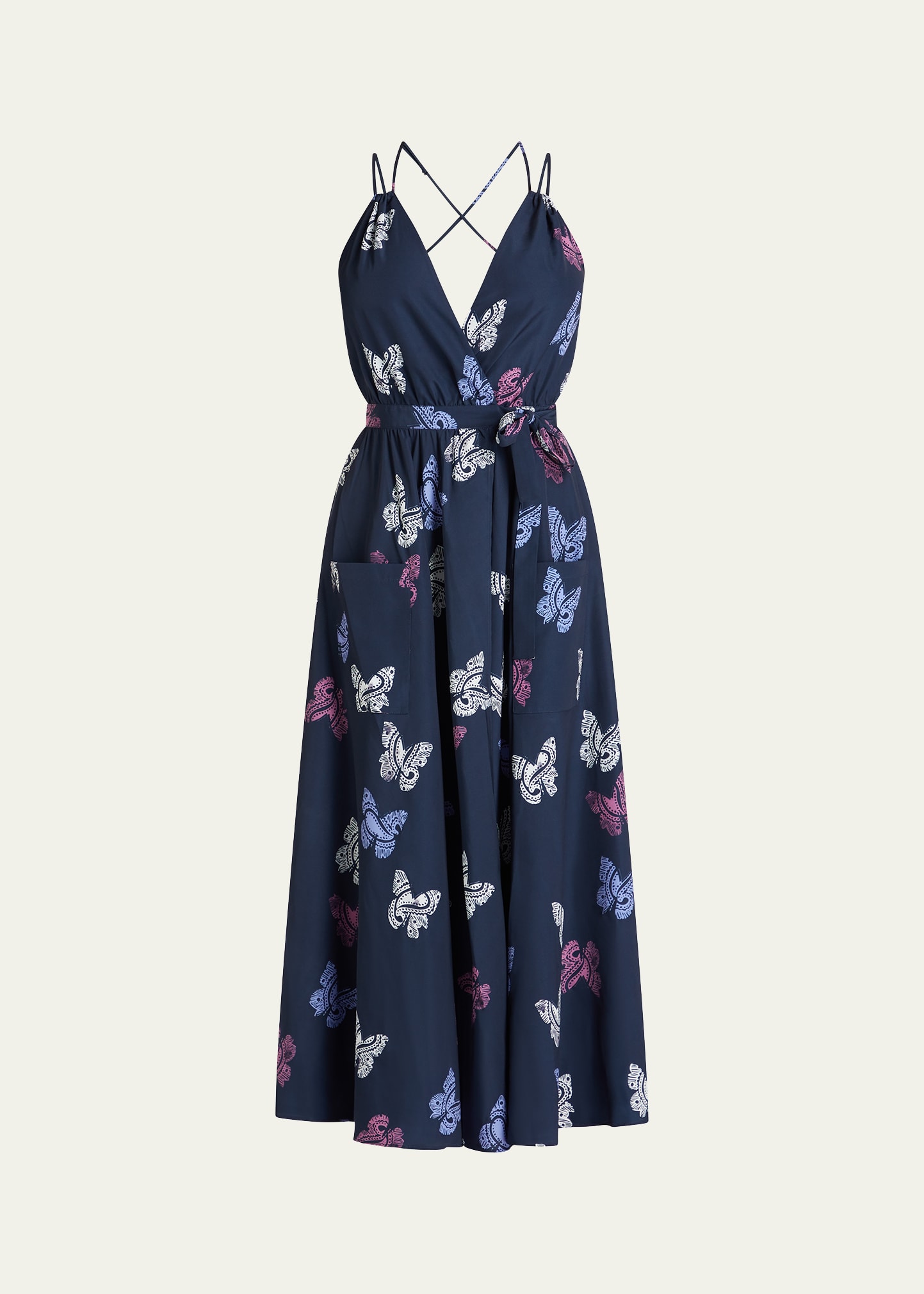 Shop Valimare Amelia Butterfly Wrap Maxi Dress In Navy Print