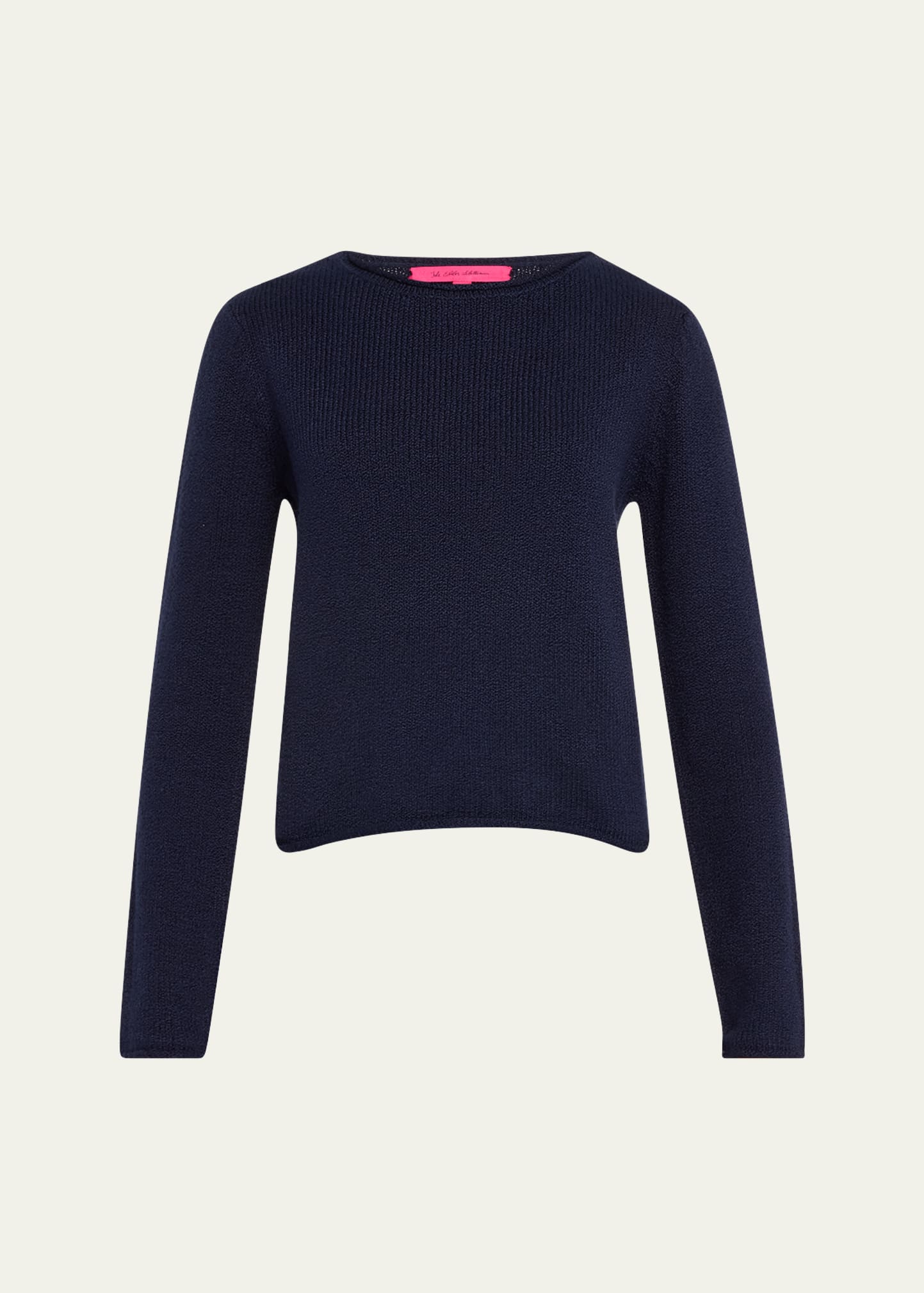 Shop The Elder Statesman Solid Roll Cotton Sweater In Navy