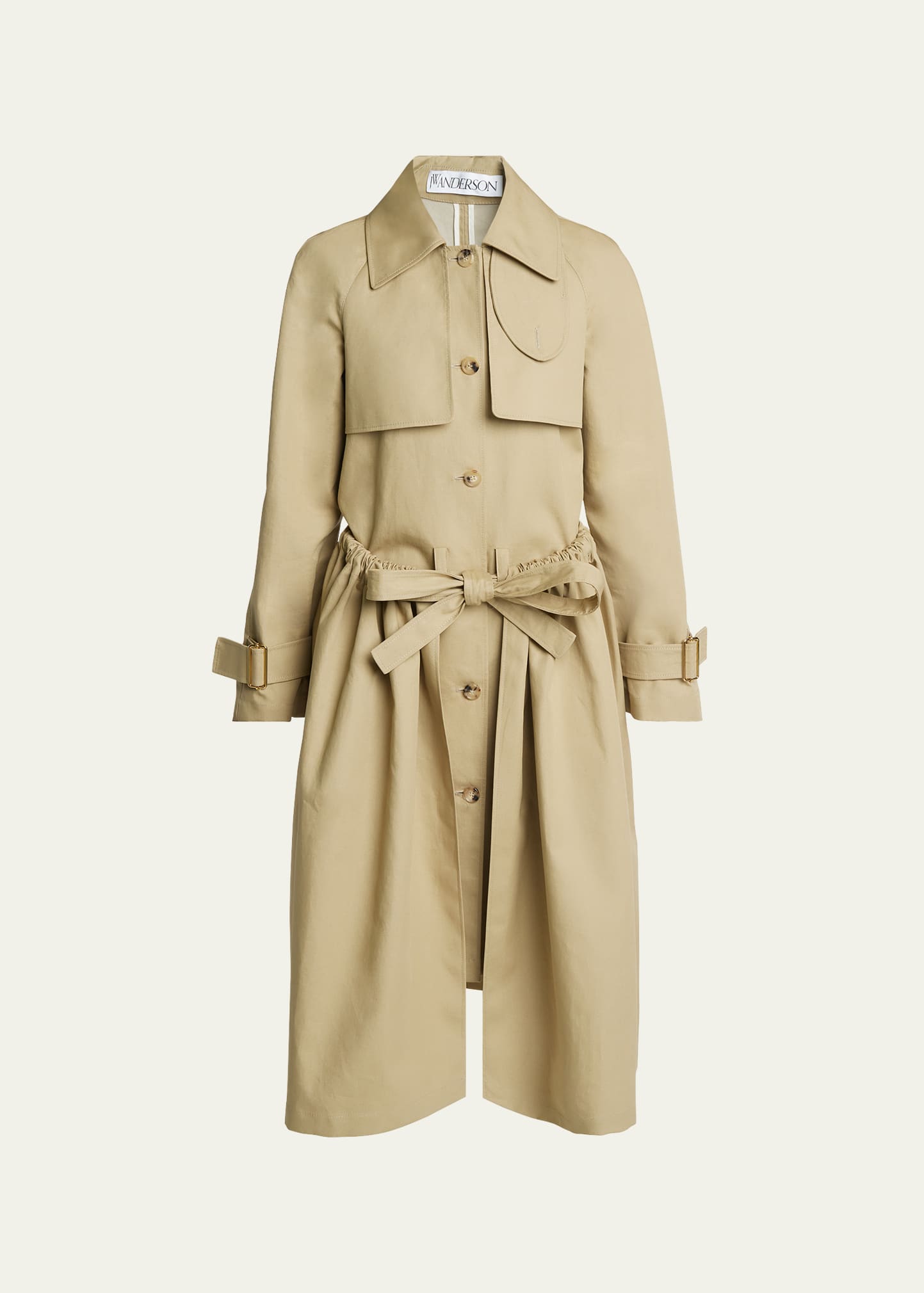 Jw Anderson Gathered Waist Belted Trench Coat In Beige