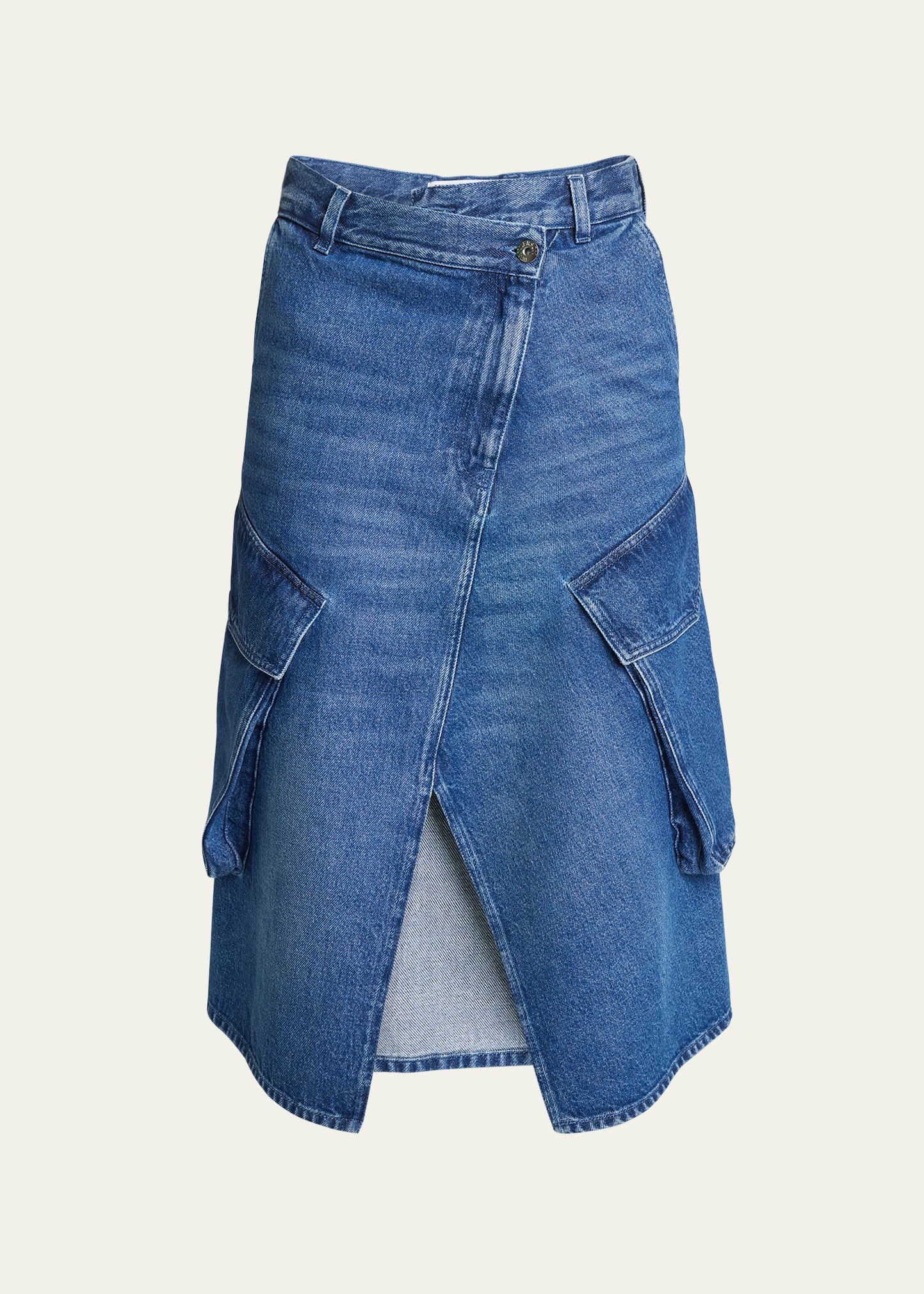 Shop Jw Anderson Cargo Pocket Denim Midi Skirt In Blue