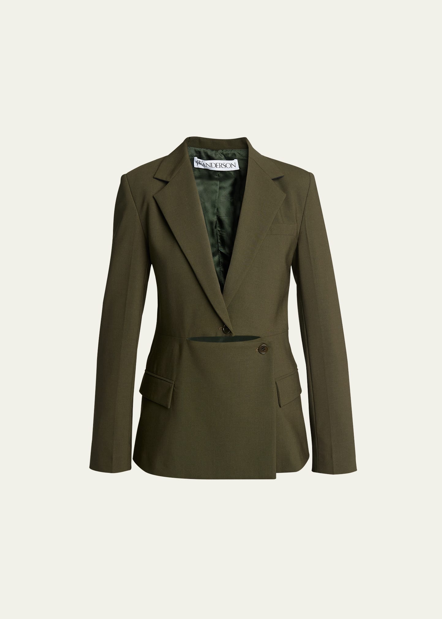 Jw Anderson Deconstructed Wool Blazer In Olive