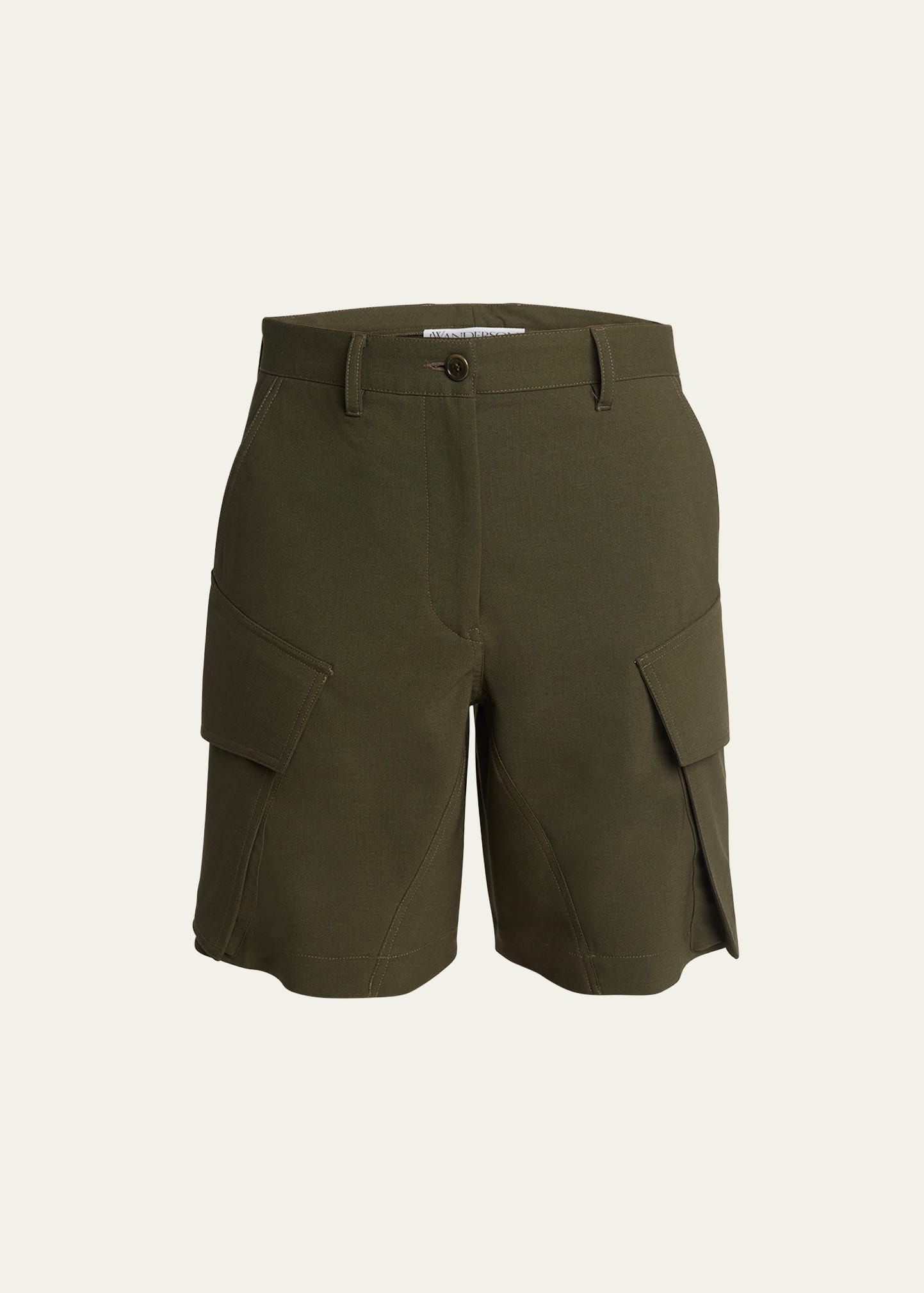 Shop Jw Anderson Tailored Wool-blend Cargo Shorts In Olive