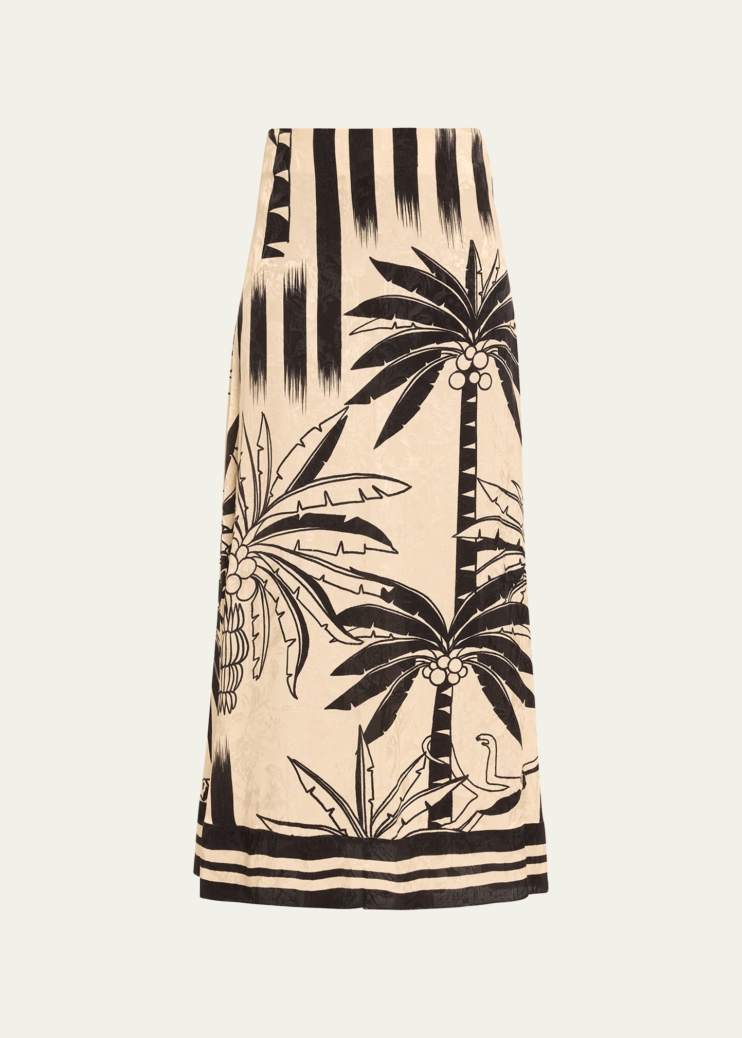 Johanna Ortiz Dusty Trail Palm Tree Print Midi Skirt In Tropicana Ikat Ec