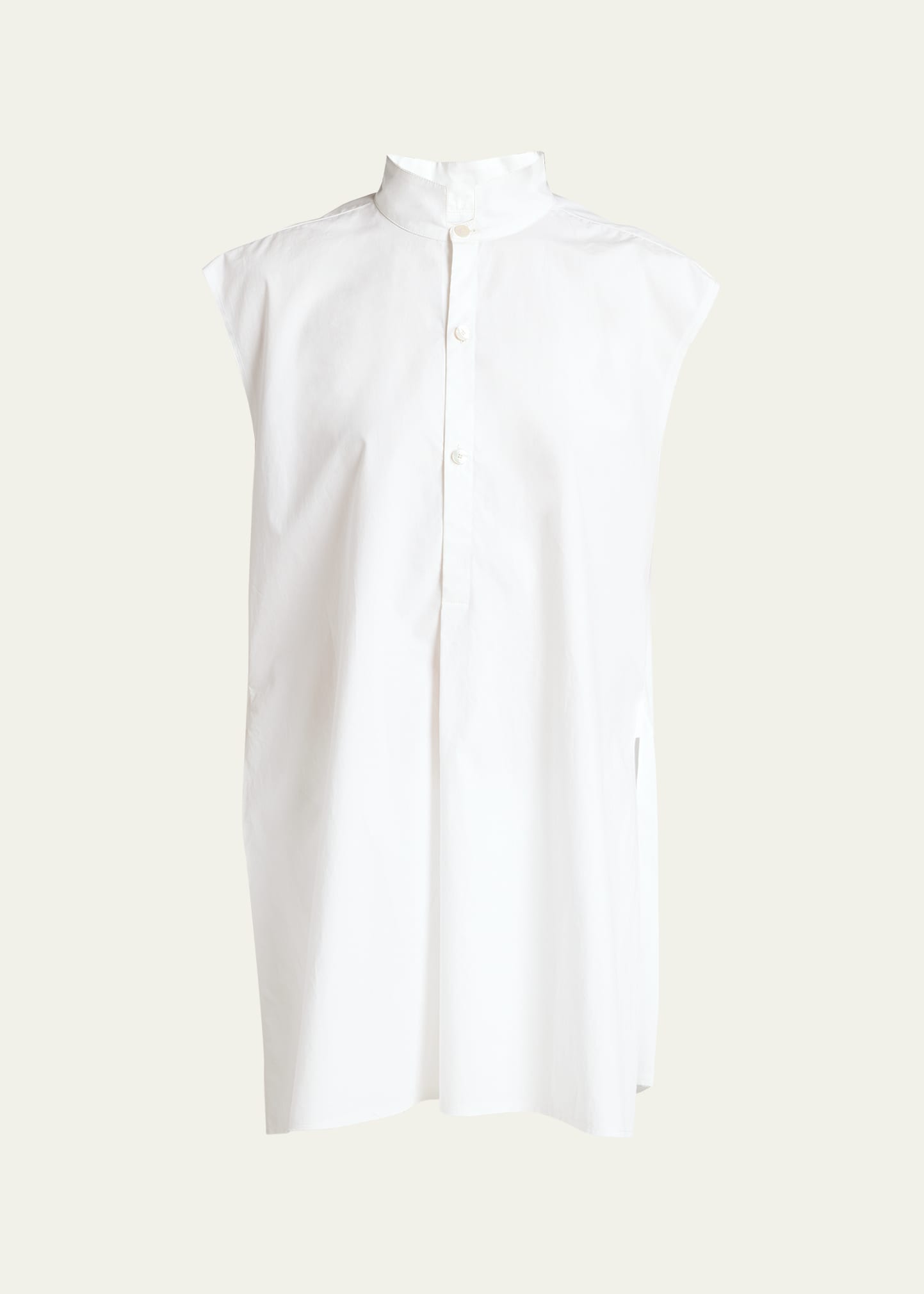 Quira Side-slit Sleeveless Cotton Shirt In Q0001 Optic White