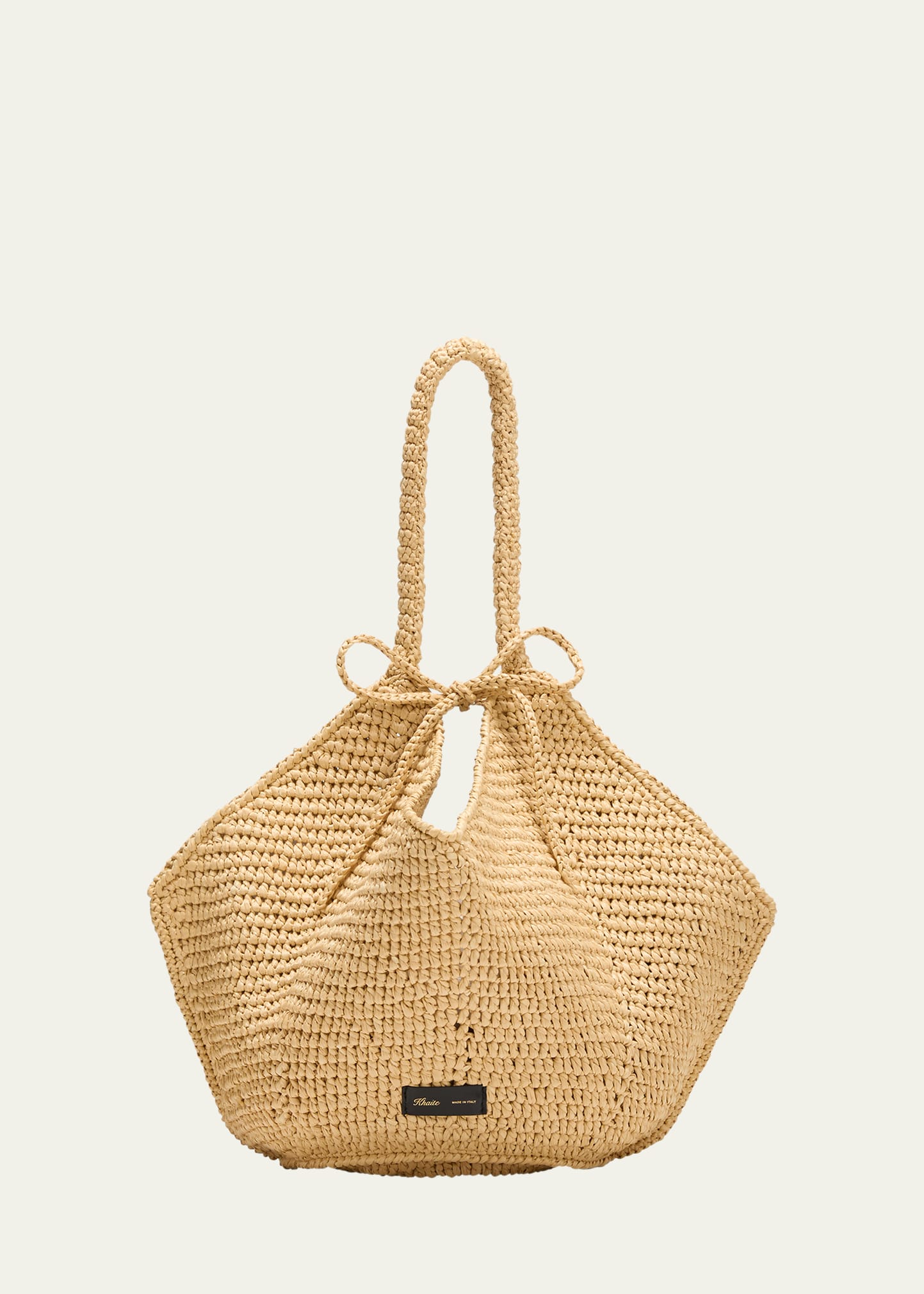 Khaite Lotus Medium Raffia Bucket Bag In Natural
