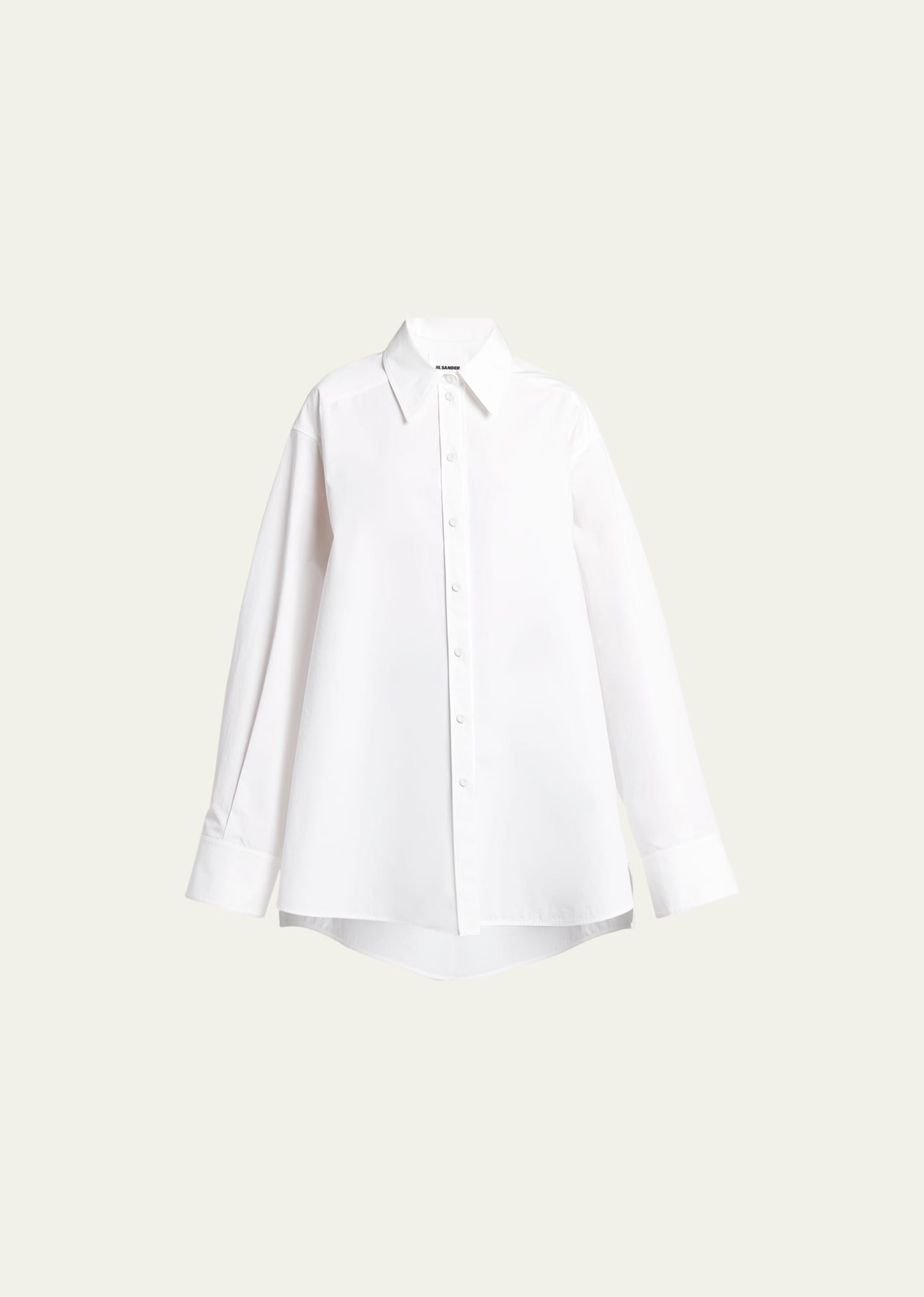 Shop Jil Sander Cotton Slit-sleeve Button-front Shirt In Optic Whit
