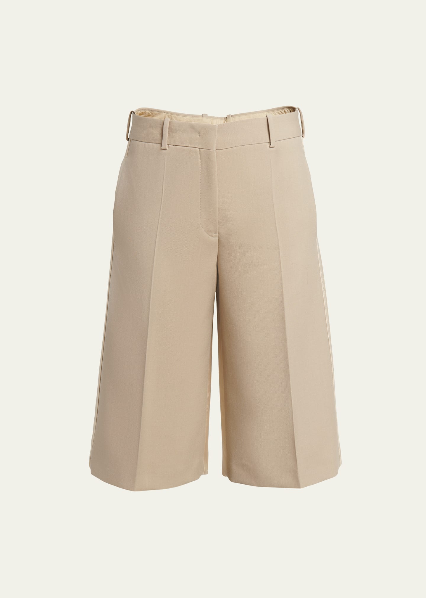 Jil Sander Relaxed Wool Trouser Shorts In Kakhi Gree