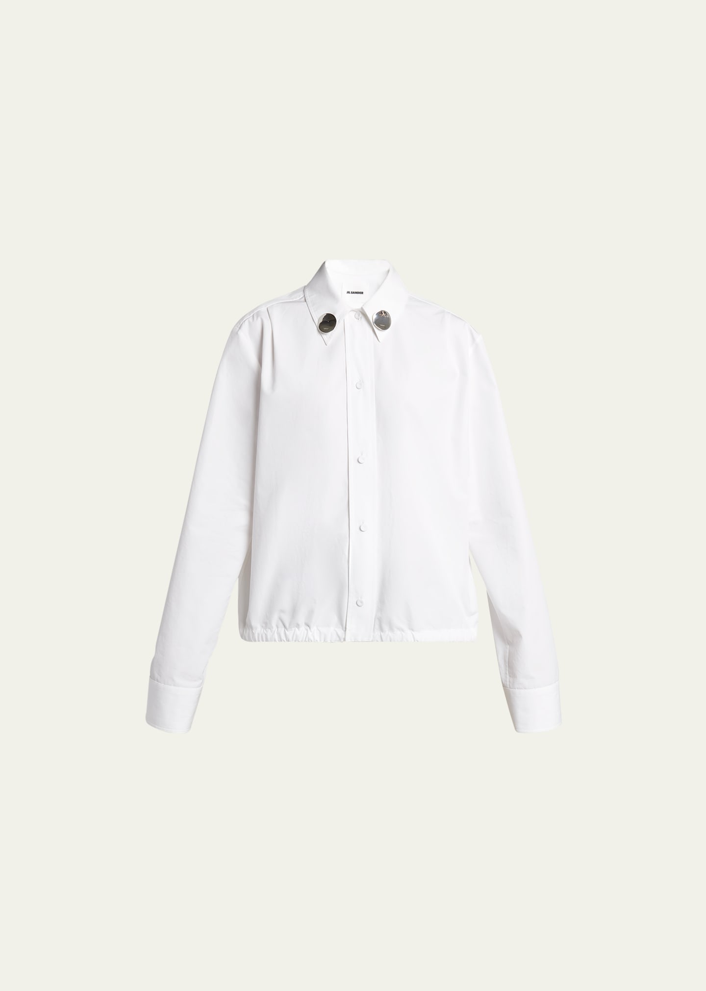 Jil Sander Embellished Collar Cotton Poplin Shirt In Optic Whit