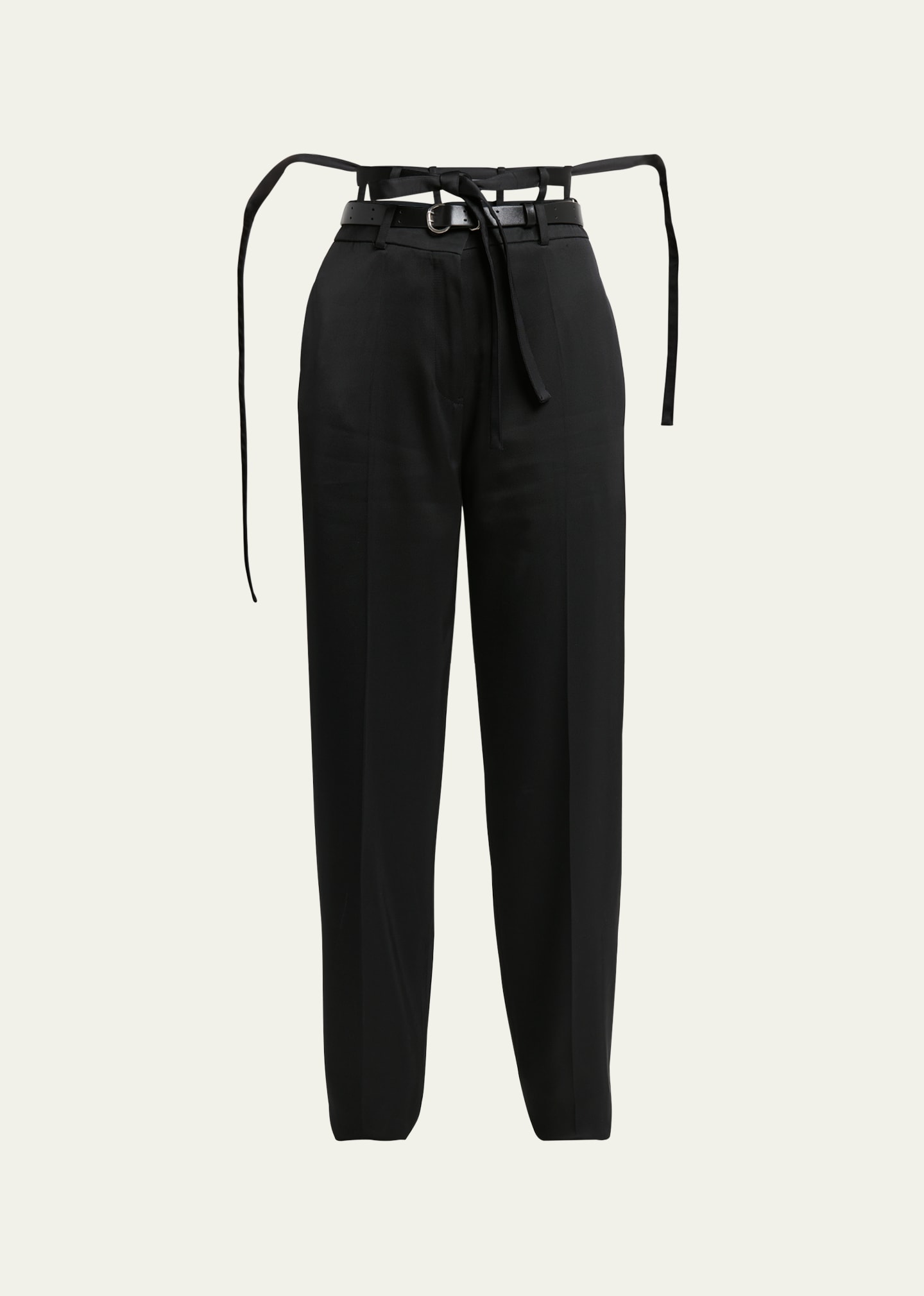 Jil Sander Cutout Belt Loop Trousers In Black