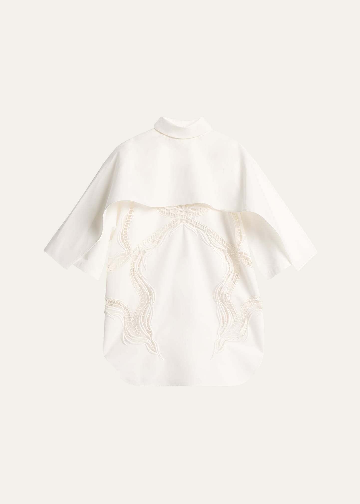 Jil Sander Lace-detail Cotton-silk Cape Top In White