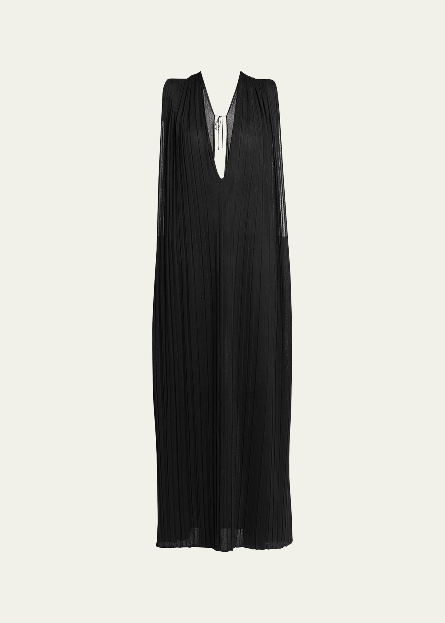 Jil Sander Pleated Sheer Maxi Dress In Black