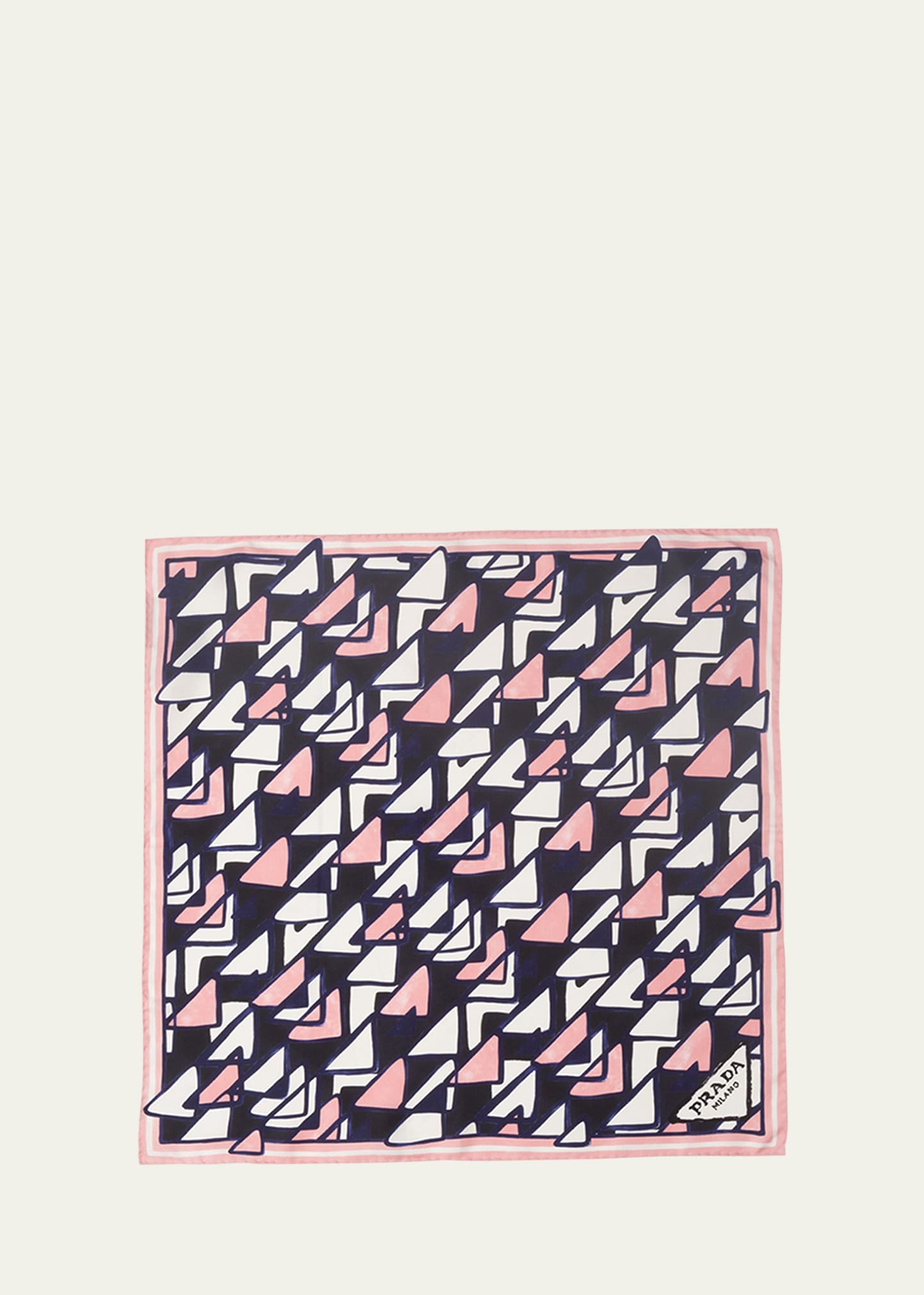 Prada Silk Triangle Print Skinny Scarf In F014c Rosa Nero