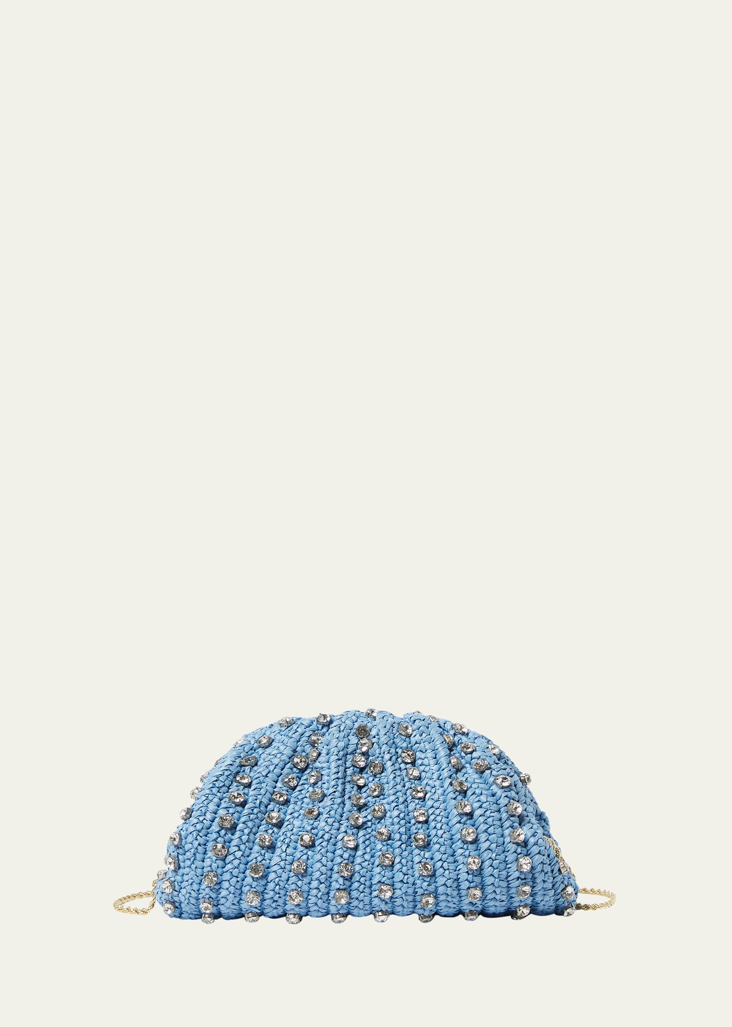 Loeffler Randall Bailey Embellished Raffia Clutch Bag In Blueclear