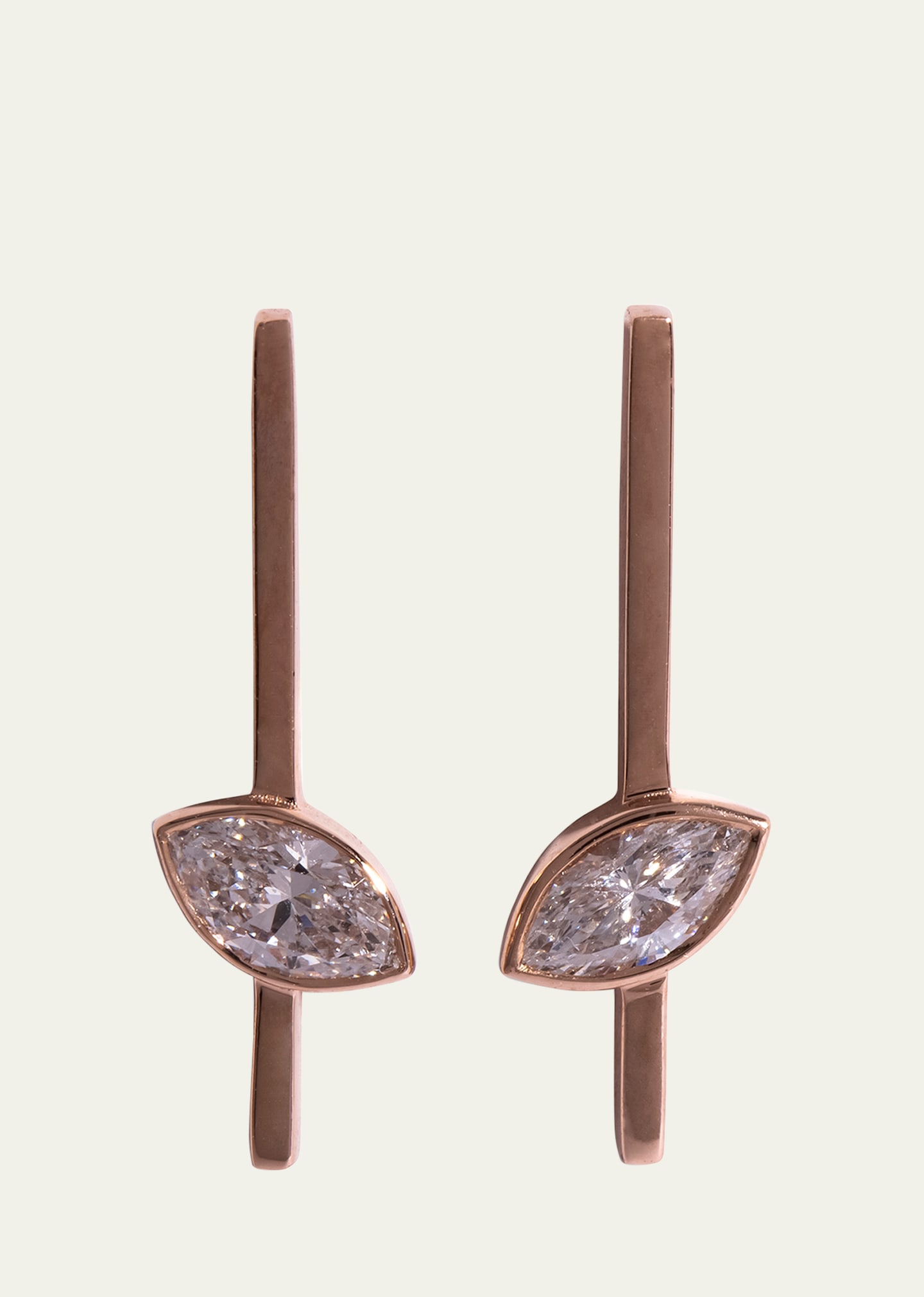 Night Lilly 14k Rose Gold Marquise Diamond Bar Stud Earrings