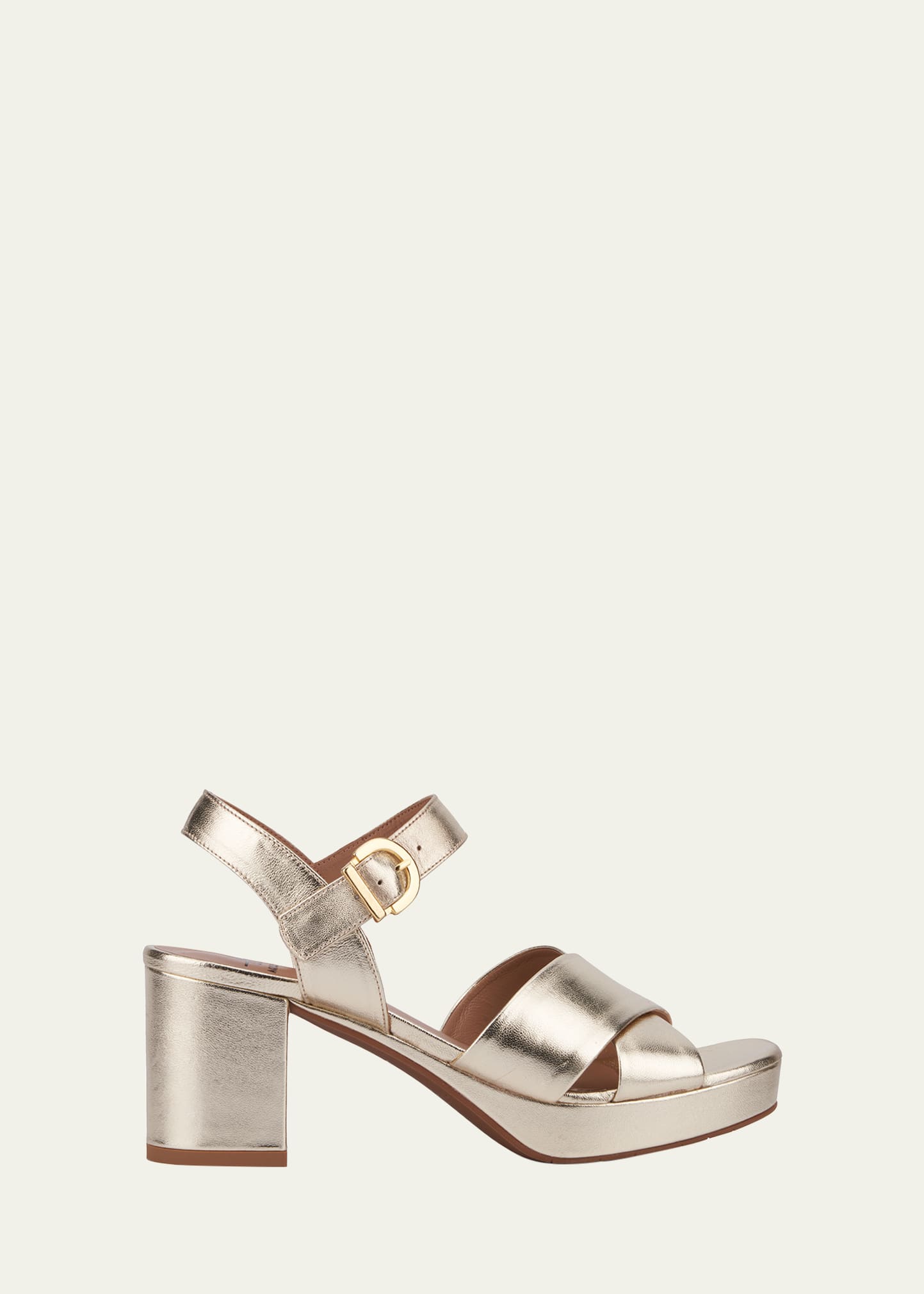 Aquatalia Mianna Metallic Ankle-strap Platform Sandals In Silver