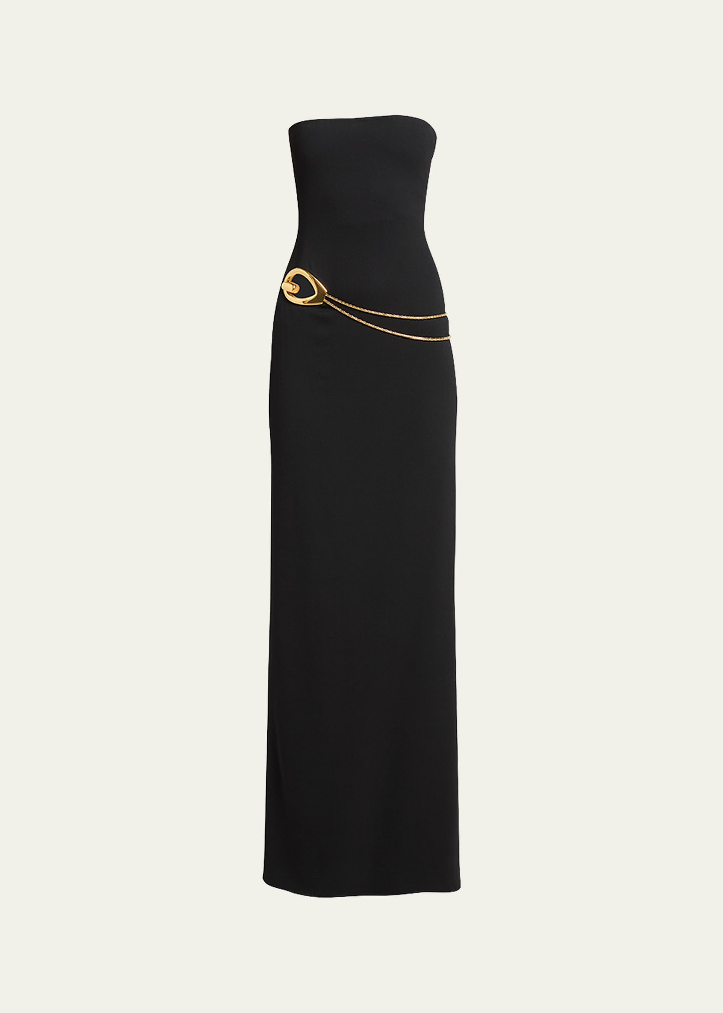 Shop Tom Ford Stretch Sable Strapless Evening Dress With Cutout Detail In Black