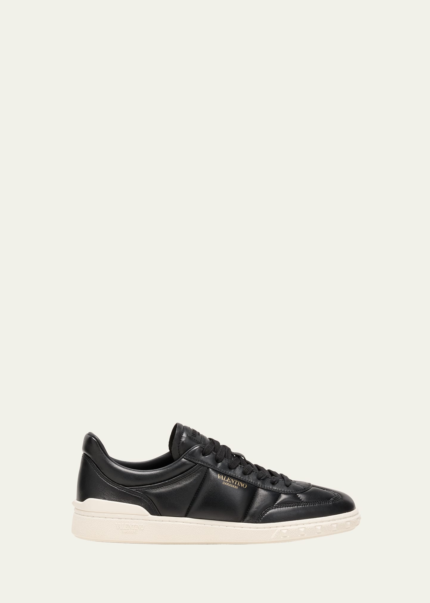 Valentino Black Upvillage Low Top Nappa Leather Sneakers In Black