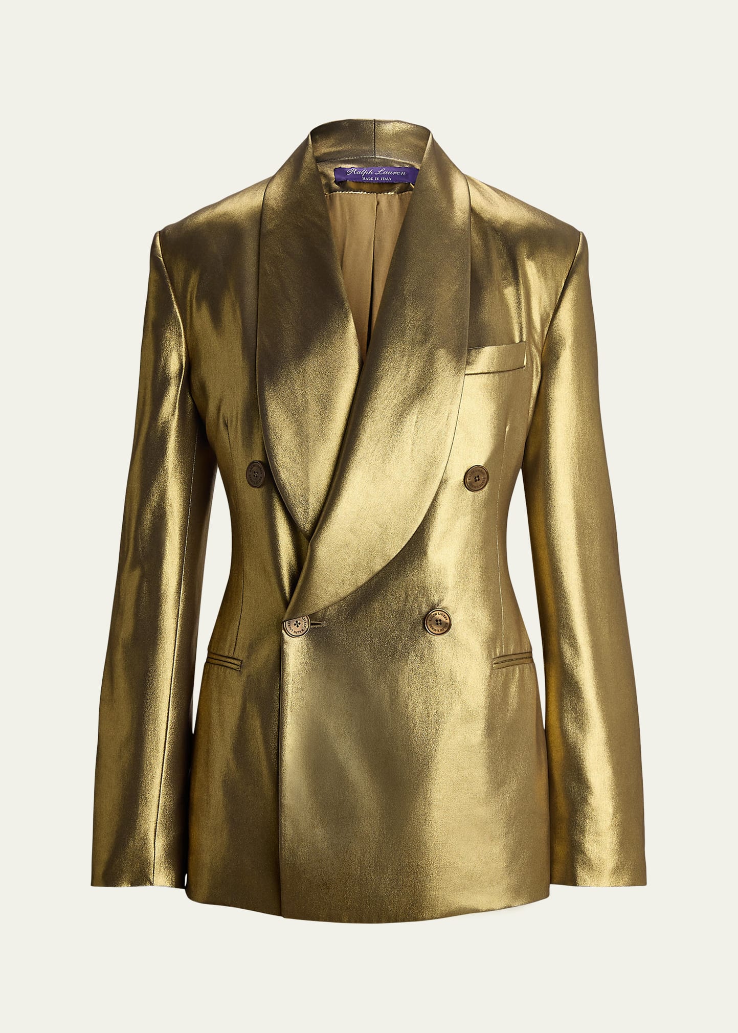 Ralph Lauren Gregory Liquid Foil Blazer Jacket In Gold