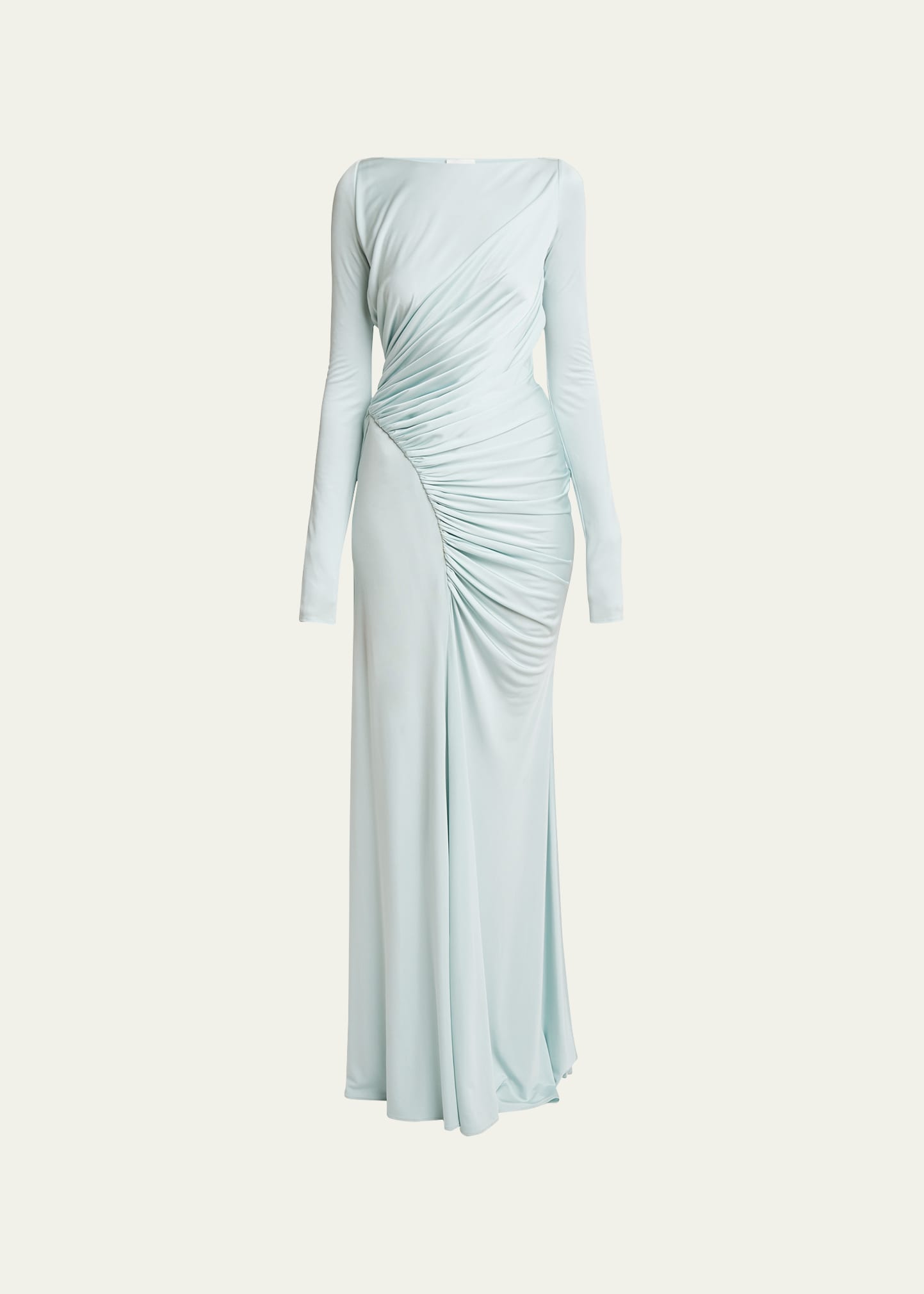 Shop Givenchy Long Sleeve Side Draped Dress In Frost
