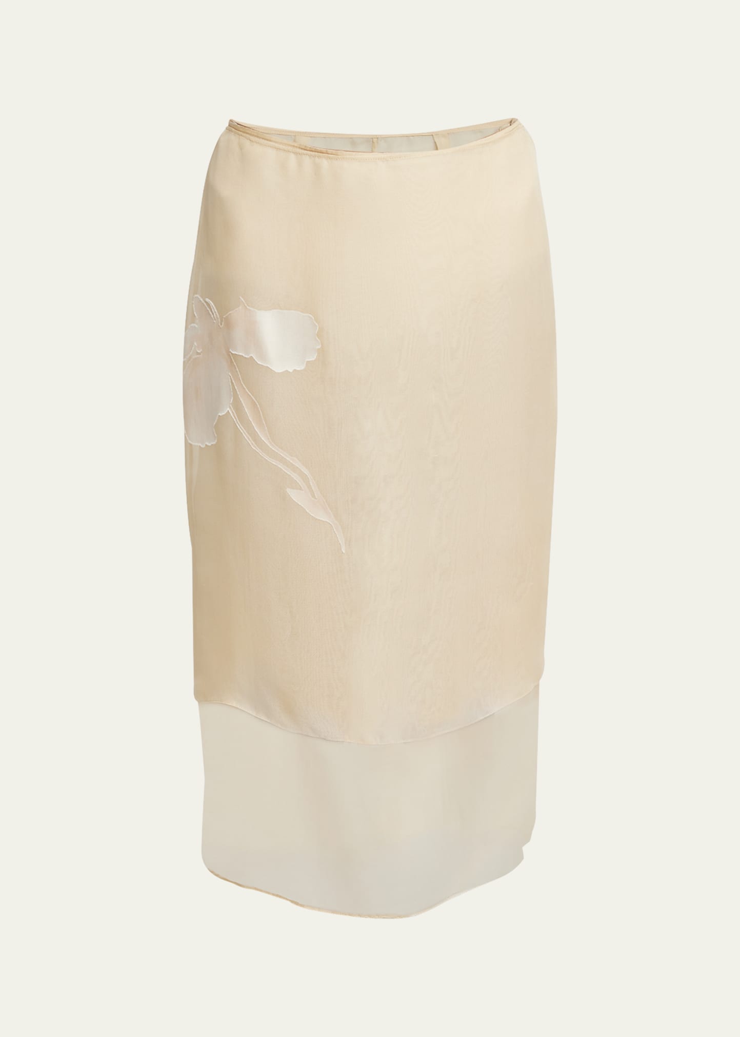 Shop Givenchy Iris Double-layered Midi Skirt In Ecru