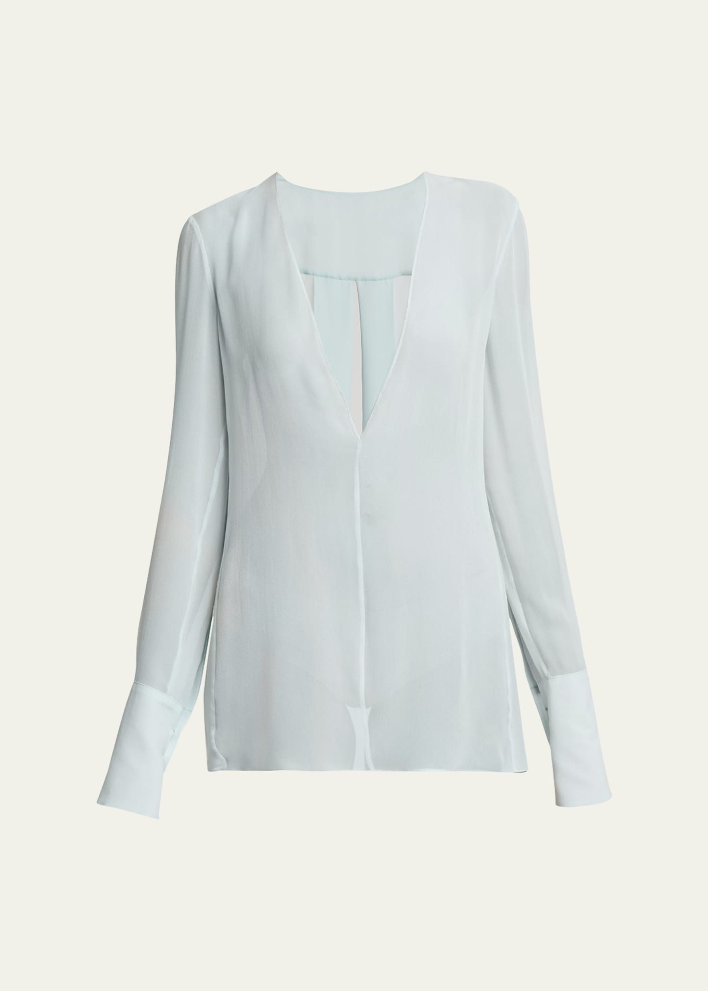 Givenchy Transparent Open-back Silk Blouse In Frost