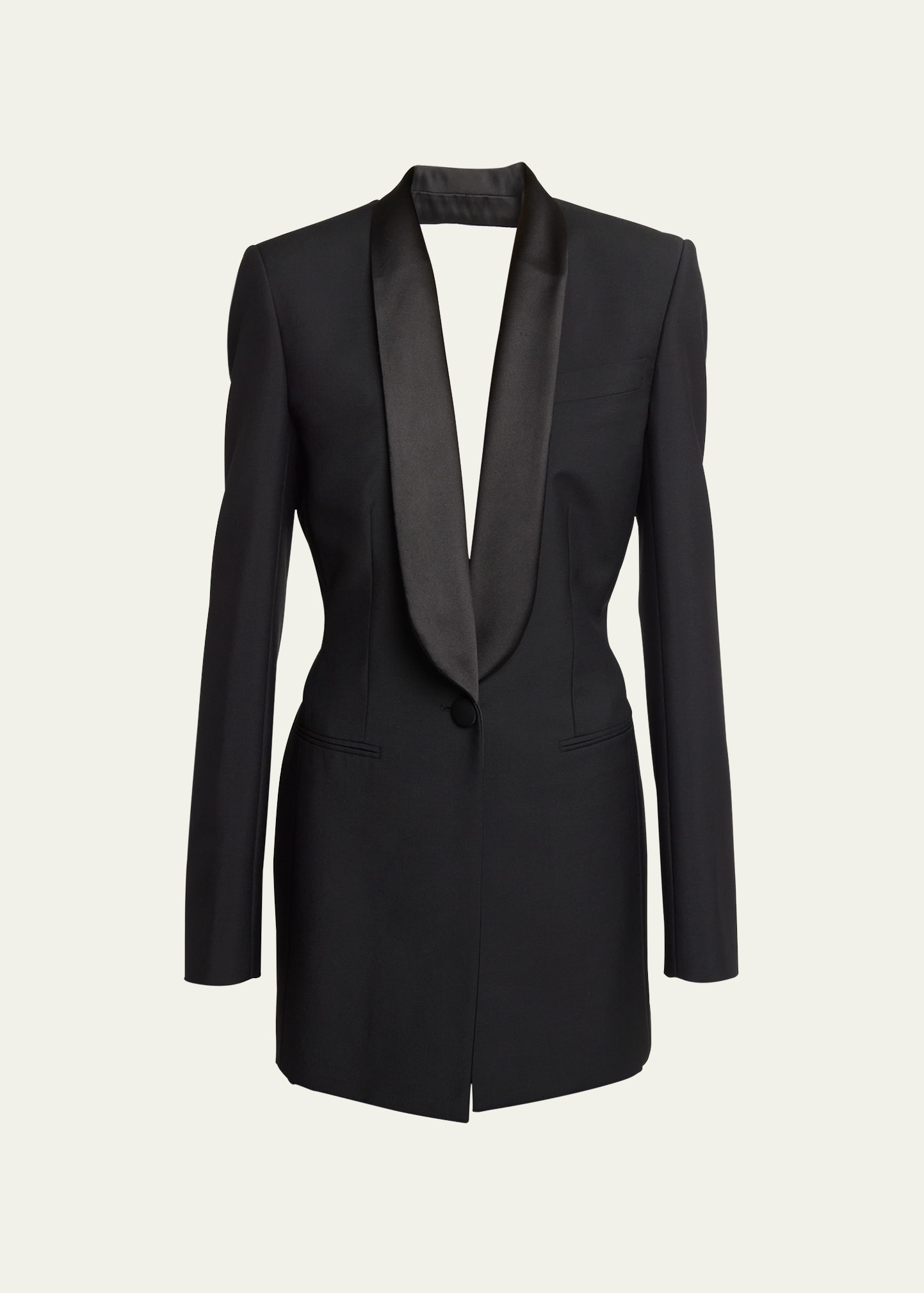 Shop Givenchy Open Draped-back Wool Jacket In Black