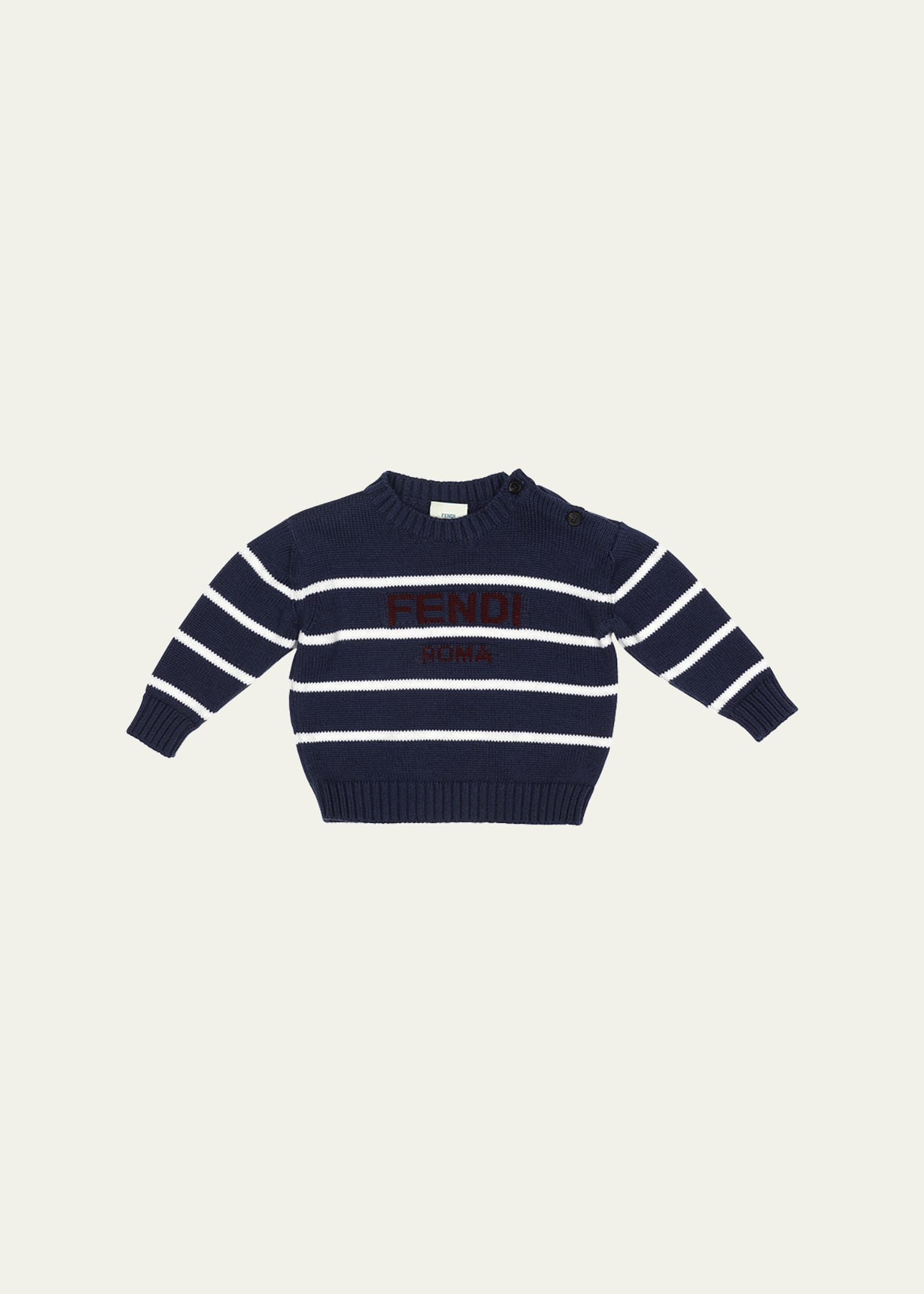 Fendi Kids' Boy's Striped Knit Logo Sweater In F1i11 Navy